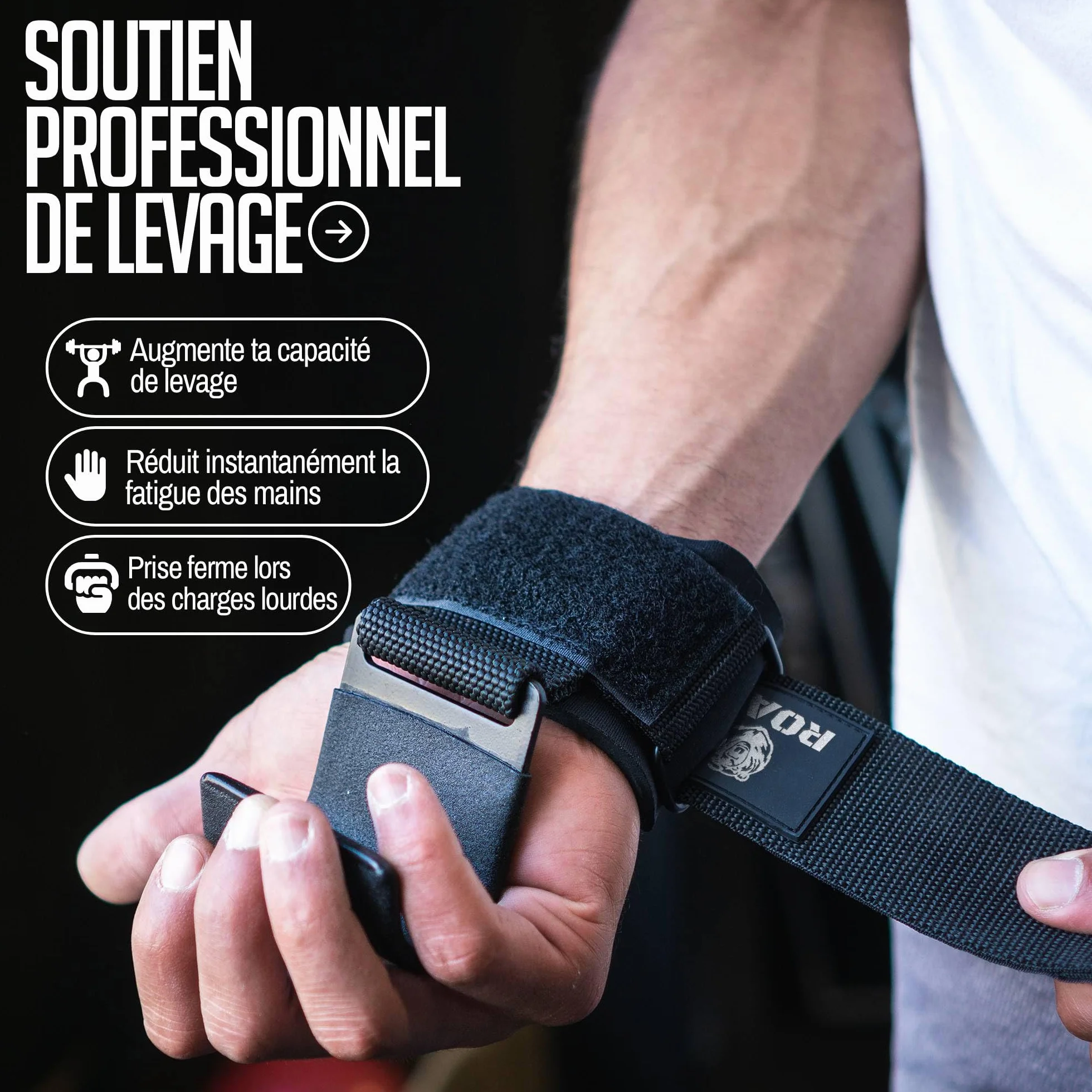 Roar® Crochet Musculation, Pull Up Mate, Crochet Sangle, Sangle Halterophilie, Crochet Musculation Poignet, Strap Crossfit, Crochet De Levage Musculation, Crochet De Musculation