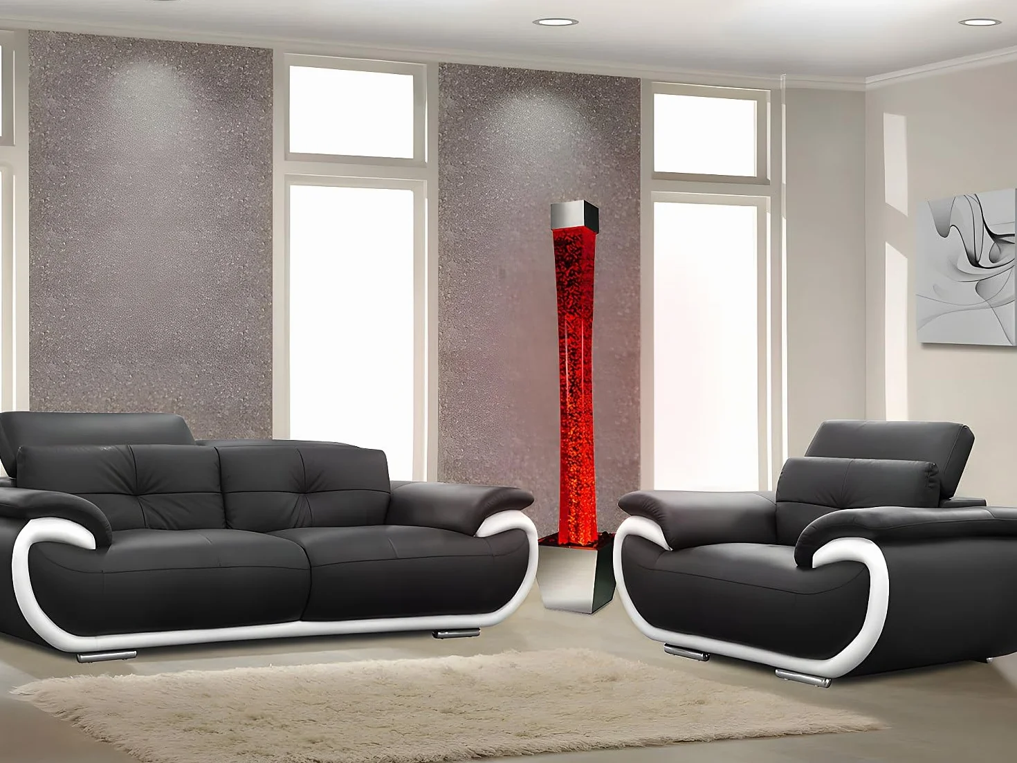 Vente-unique Colonne de bulles d'eau avec pot LEDs GOBIE H.183 cm