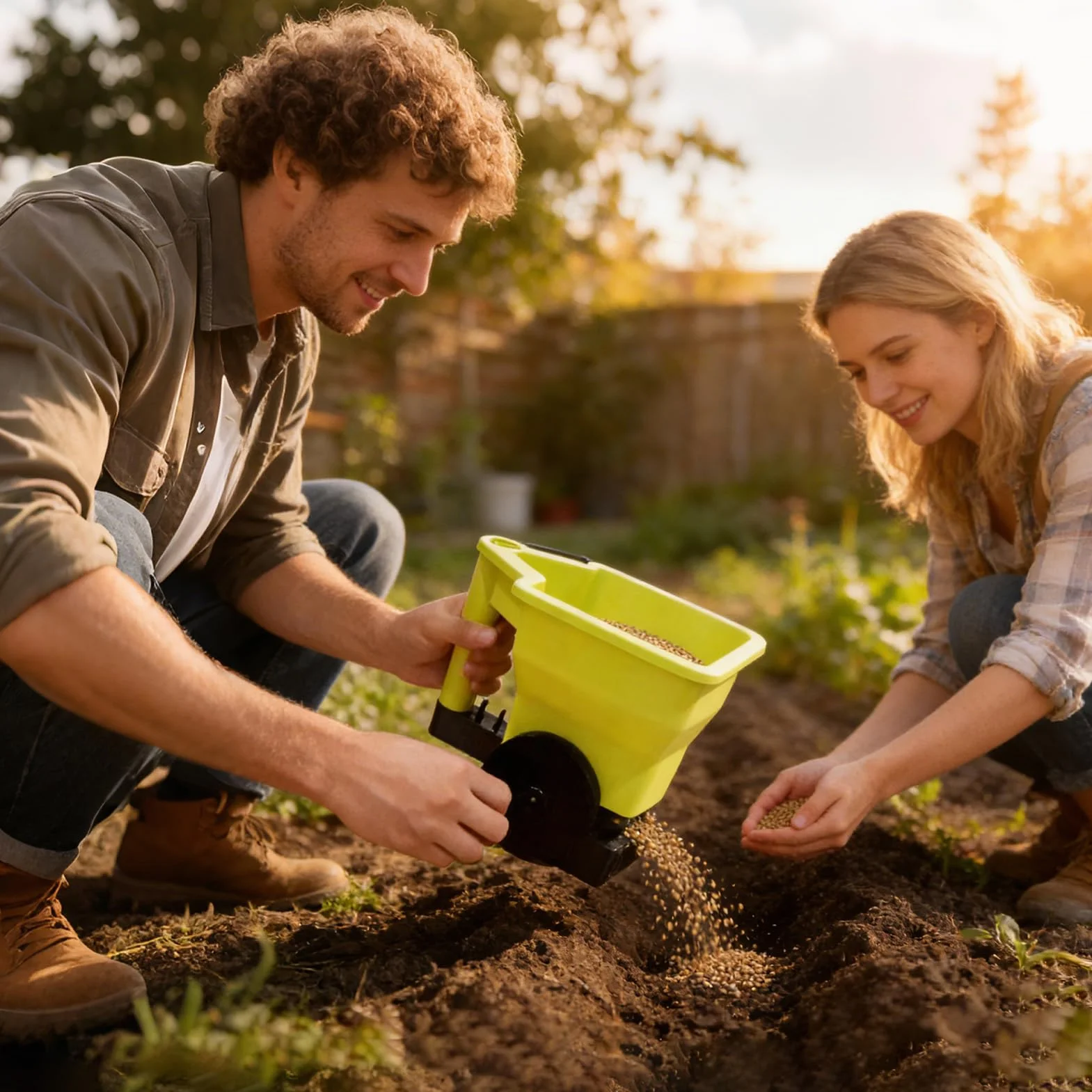 Épandeur d'engrais de précision ergonomique portable pour pelouse et jardin