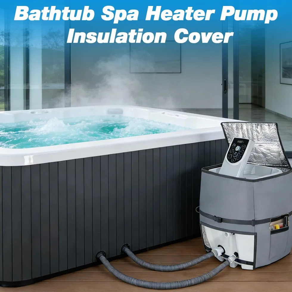 Couvercle de Pompe de Chauffage pour Spa Jacuzzi, Housse pour Baignoire Extérieure (Gris)