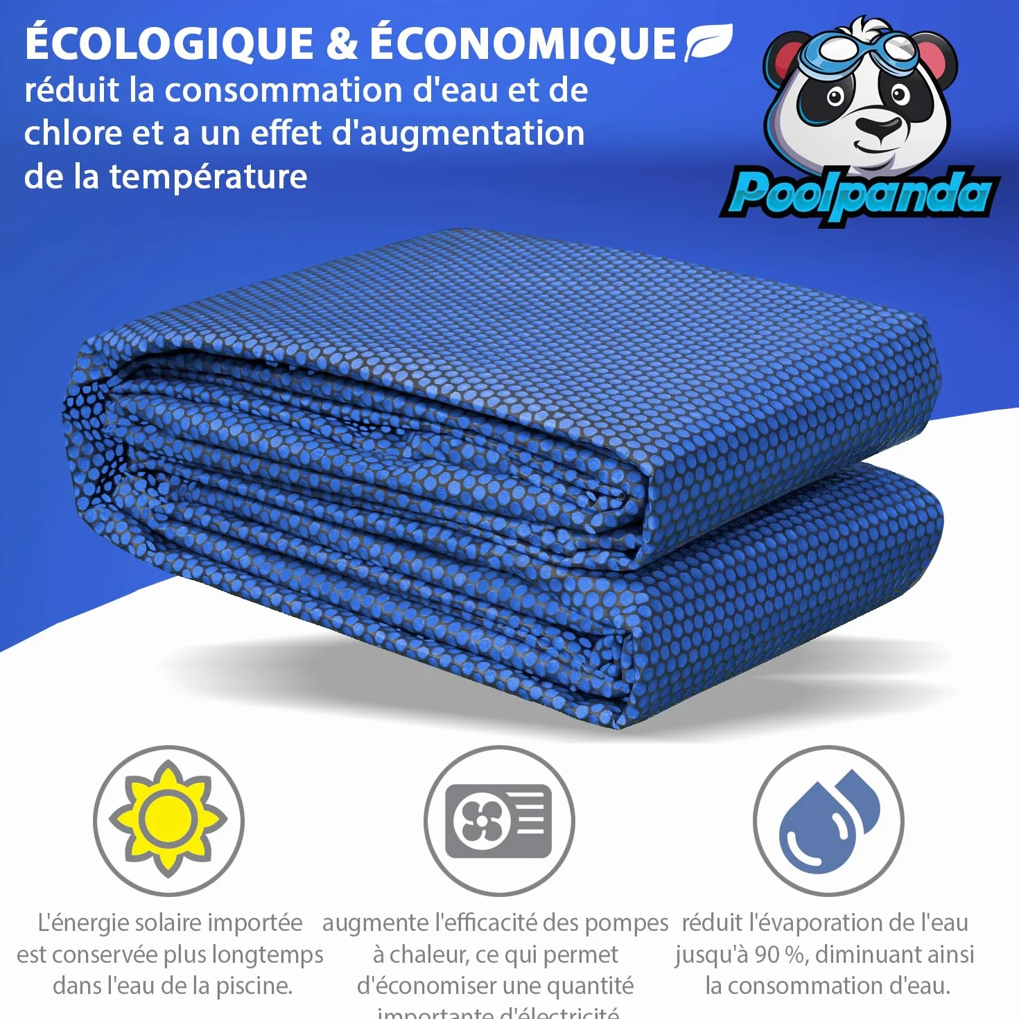 Bâche à Bulles Piscine Ø 550 cm Rond 400 µm Noir/Bleu Découpable