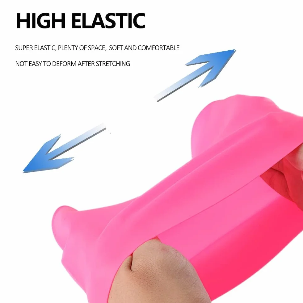 HYCOPROT Bonnet de Bain Enfant 100% Silicone Antidérapant Imperméable Hypoallergénique Élastique Confortable Natation Cheveux Longs Courts