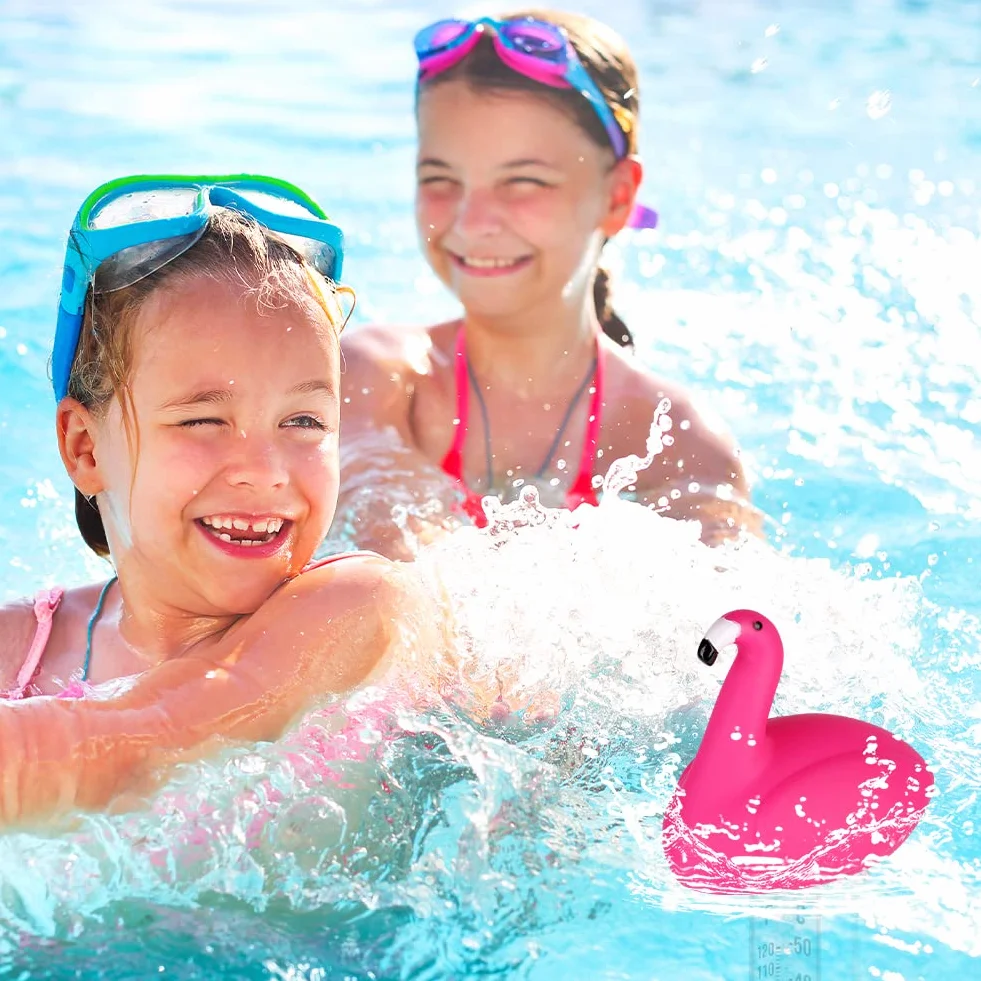 OFFCUP Thermomètre Piscine Flottant avec Ficelle pour Piscines Spas Aquariums (Flamant)