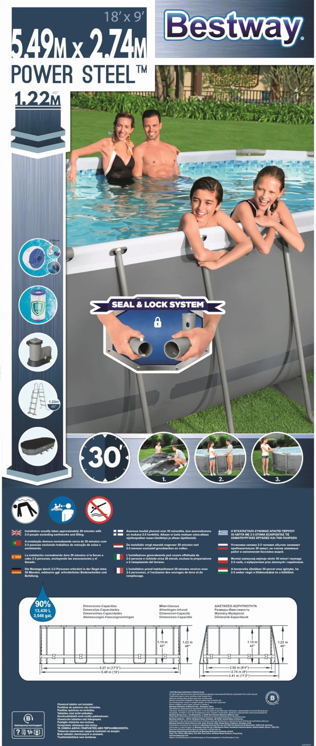 Bestway Piscine Hors Sol Ovale Power Steel 549 x 274 x 122cm