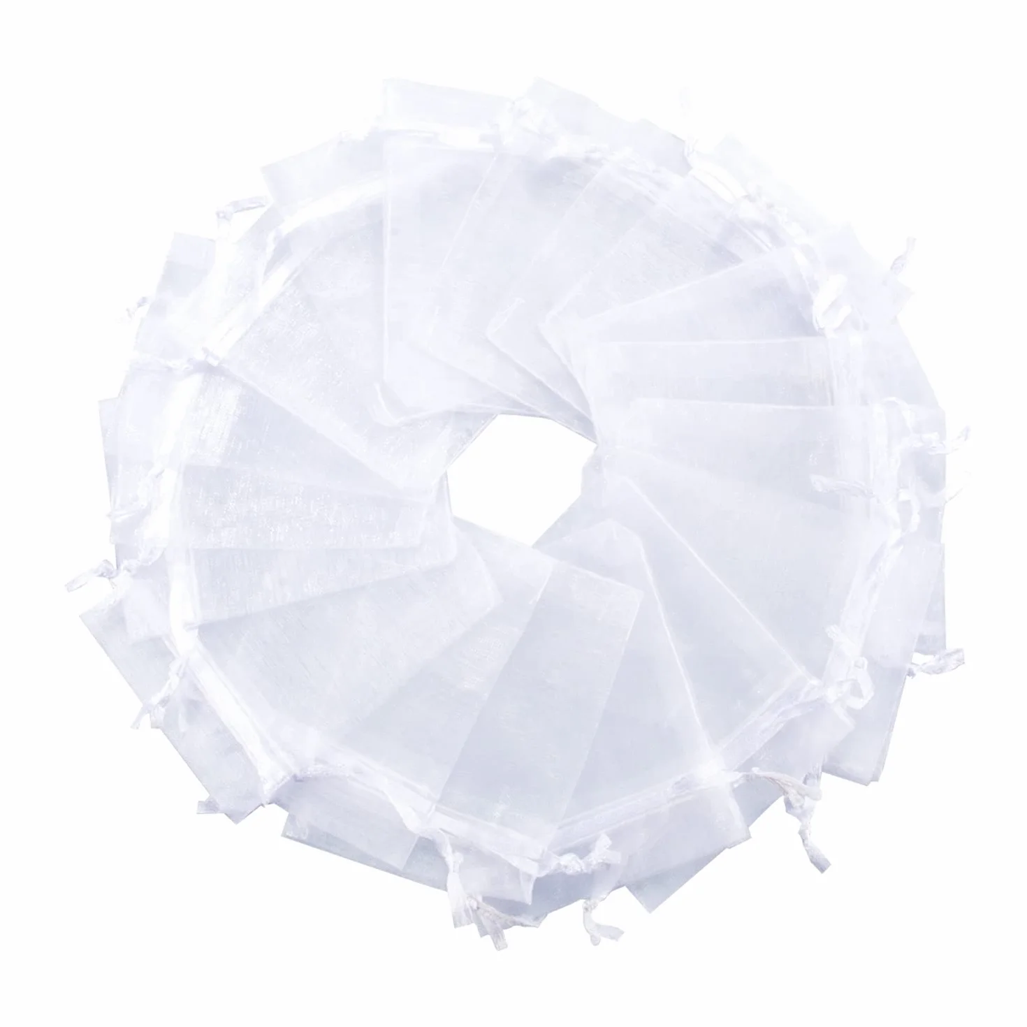 Sachets Organza Blanc 7 x 9 cm Lot de 50 - Pochette Bijoux Mariage