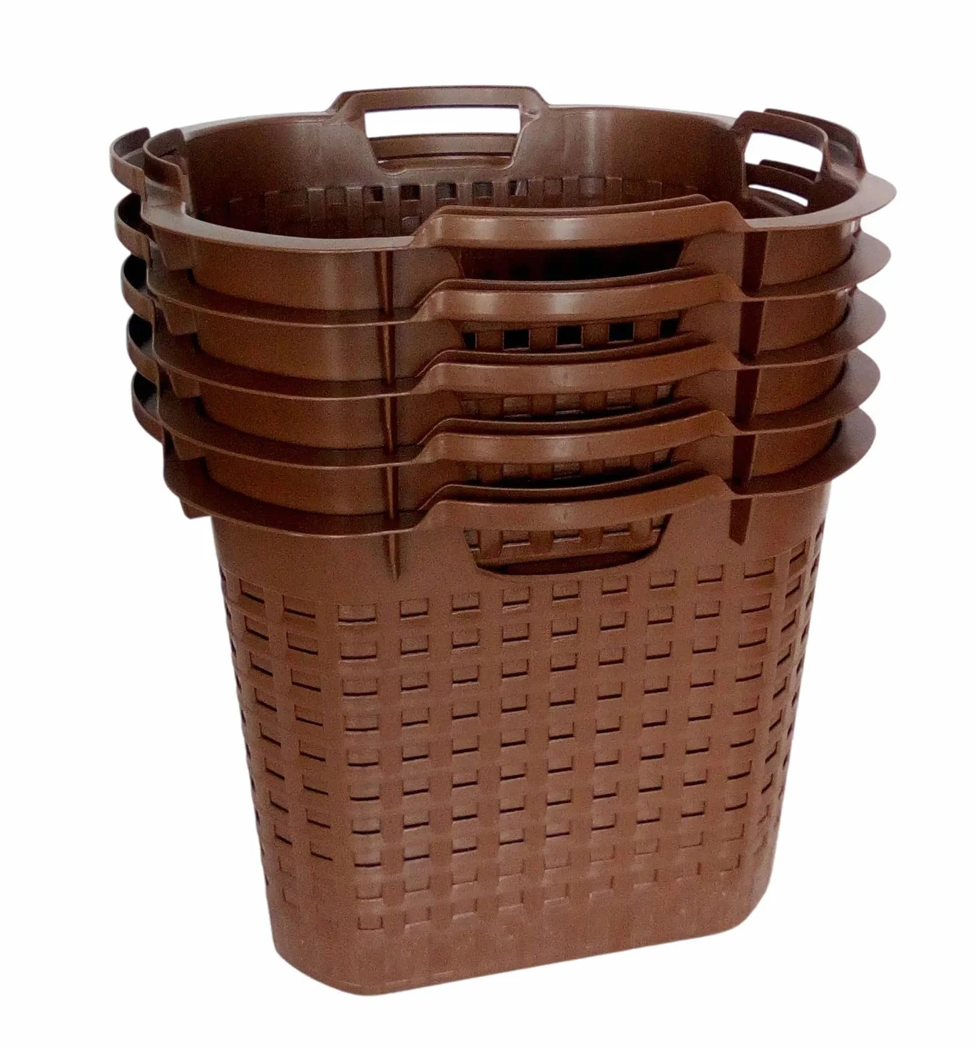 BURI Lot de 5 paniers de récolte de pommes de terre 25 l - Panier de jardin empilable en plastique haute densité marron