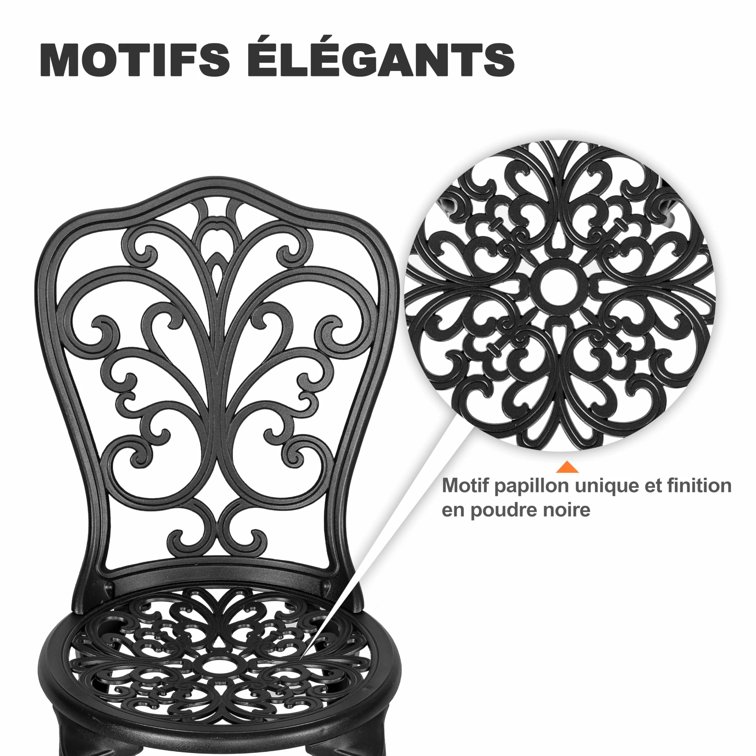 Avestar Ensemble de Jardin 3 Pièces avec Trou pour Parasol, Table et 2 Chaises Vert, Aluminium, Noir