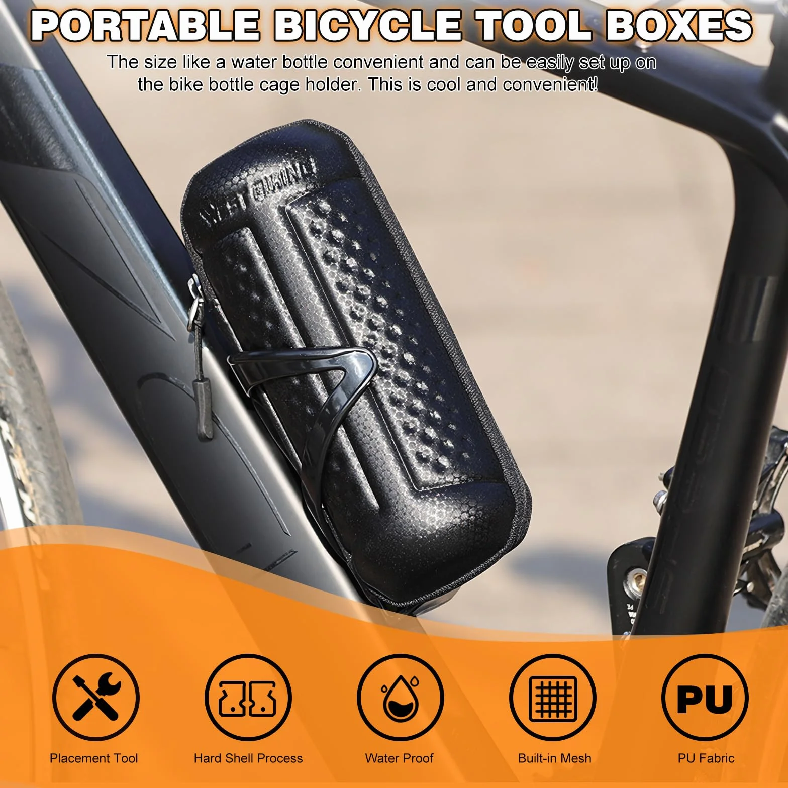 Sac à Outils de Vélo pour Porte Bouteille d'eau, Sac de Rangement, Noir