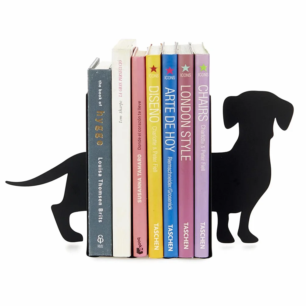Balvi Serre-Livres Teckel Noir Support de Livres Métal 2 unités