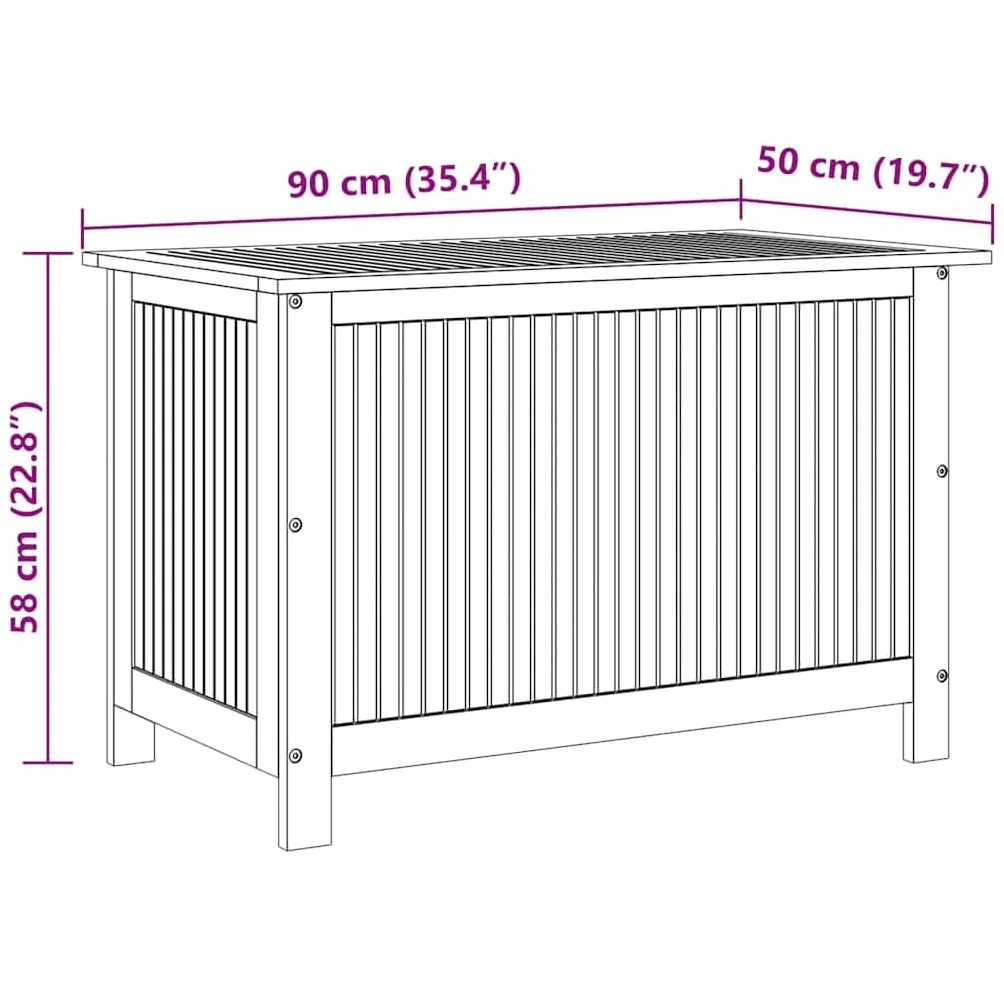 vidaXL Boîte de Rangement de Jardin Banc de Stockage en Bois d'Acacia Solide 90x50x58 cm