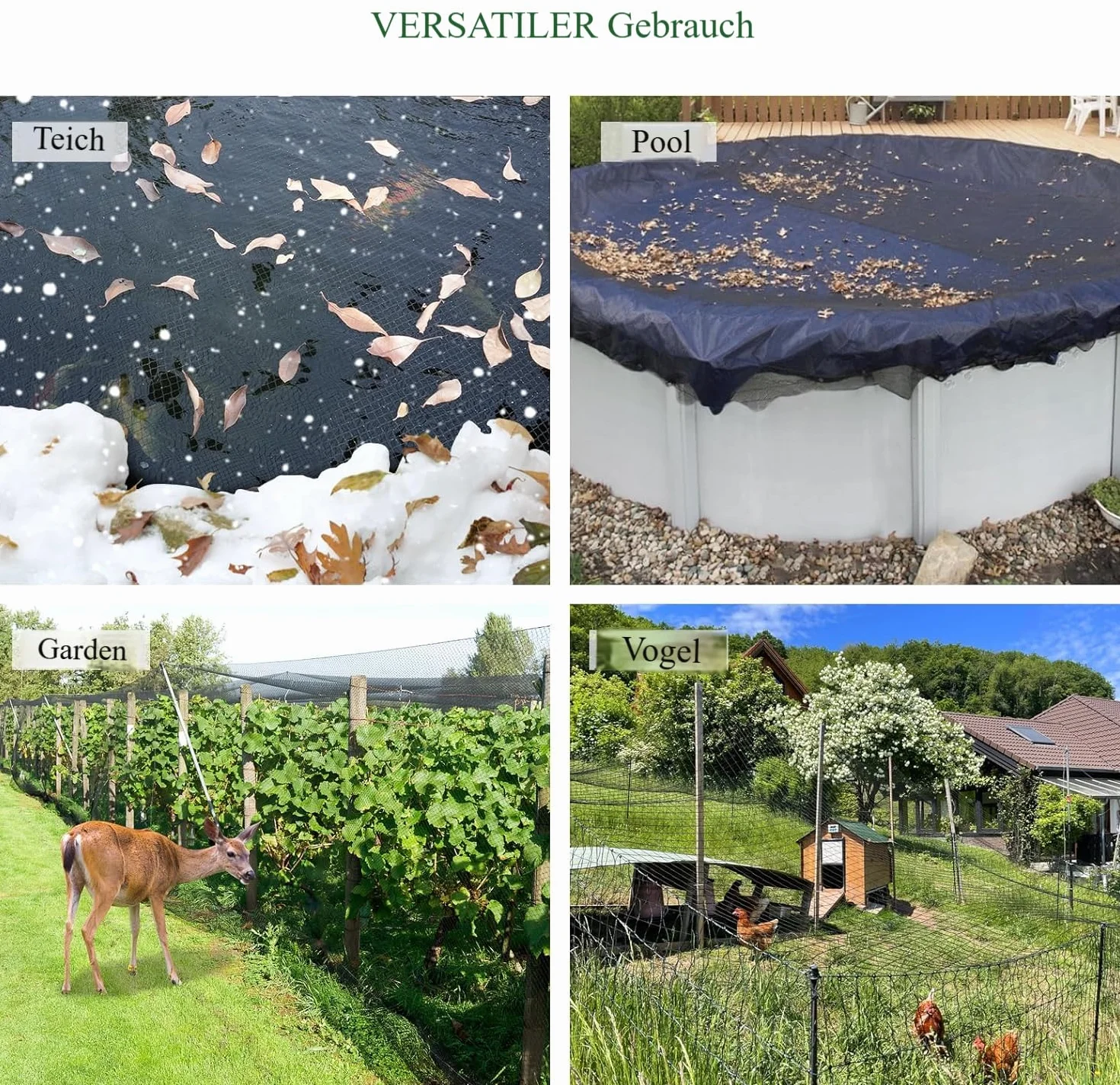 Filet de protection contre les oiseaux - Maille fine - 15 x 15 m - Noir - Résistant aux UV