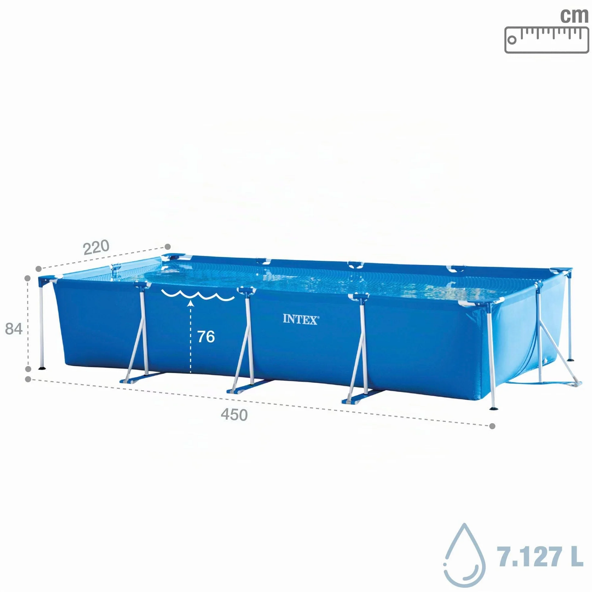 Intex Piscine Metal Frame Junior Rectangulaire Tubulaire 4,50 x 2,20 x 0,84m