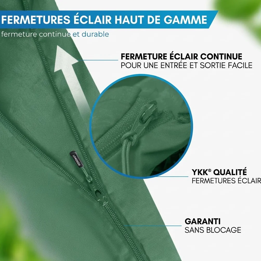 NORDMUT® Sac de couchage cabane [en microfibre] avec fermeture éclair sur toute la longueur | Sac de couchage de voyage d'été [220 x 90 cm] Petit format replié & particulièrement doux