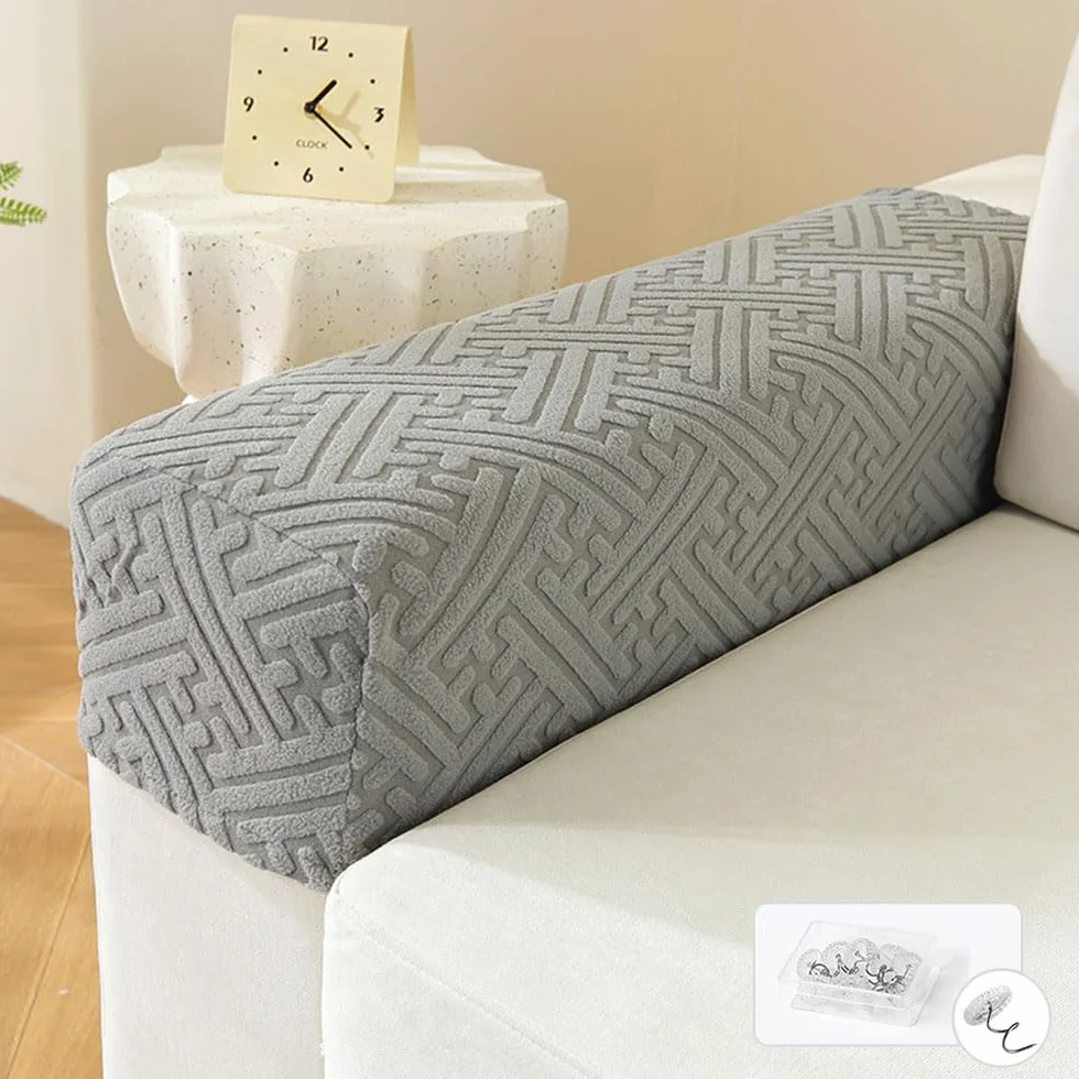 FANSU Housse de Fauteuil et Canapé Extensible Couvre Accoudoirs Lot de 2 Protection Antidérapante (Gris Foncé)
