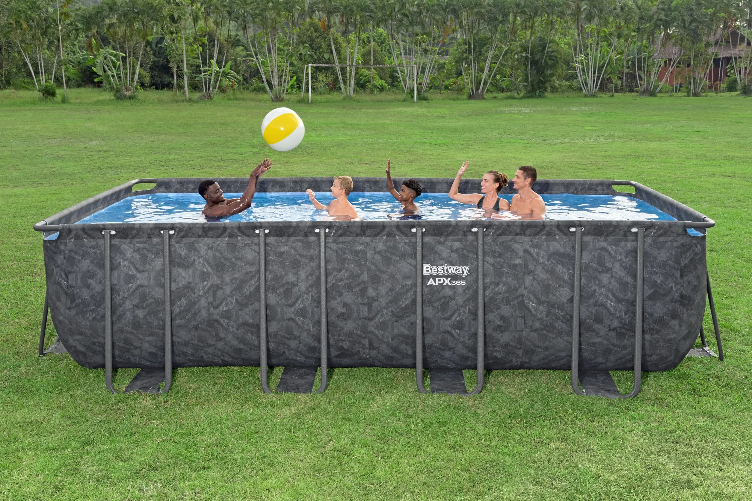 Bestway Kit Piscine Hors Sol Rectangulaire APX 365-549 cm x 274 cm x 132 cm Gris foncé