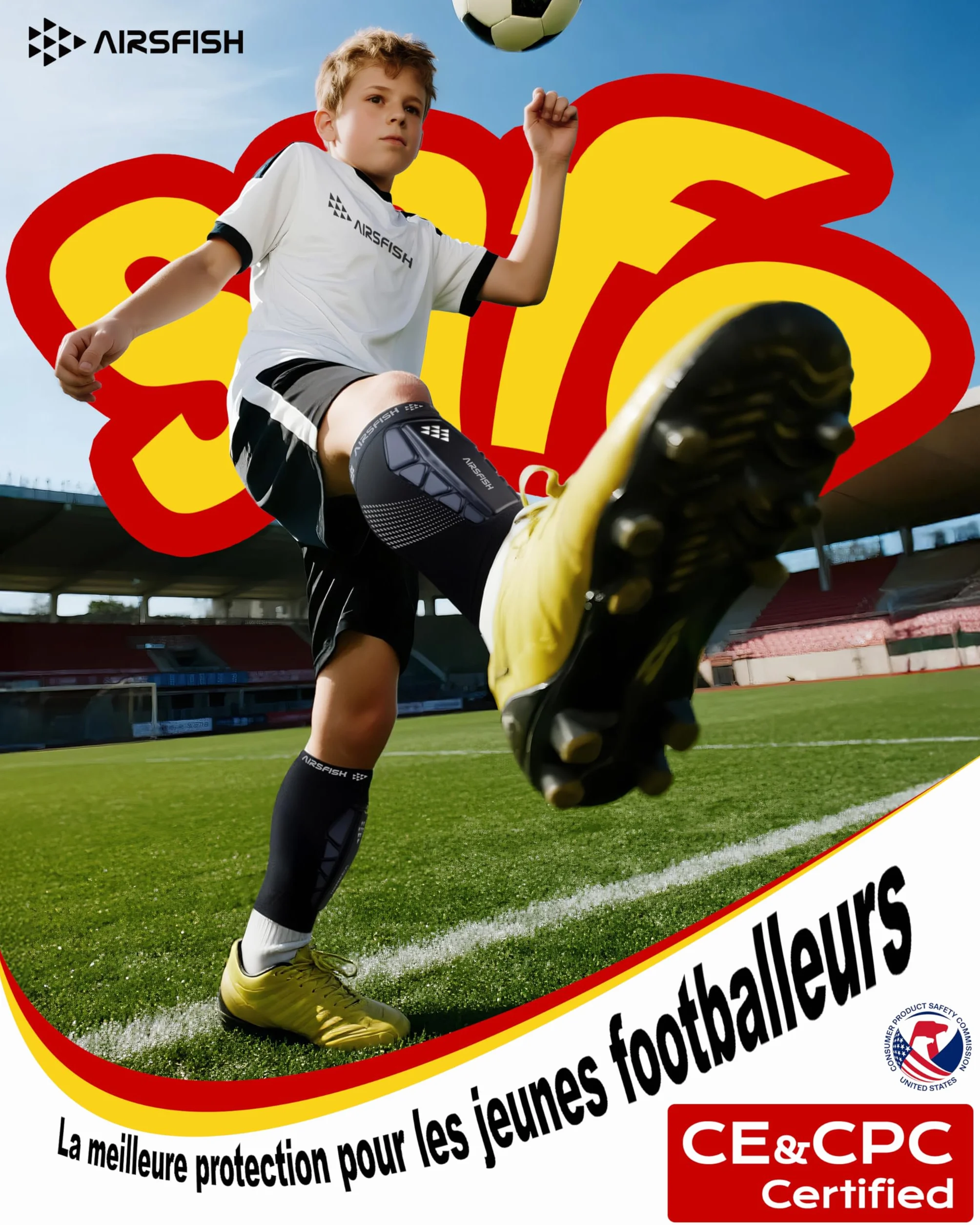 Protège-Tibias de Football pour Enfants - Équipement de Football Ultra léger pour garçons et Filles avec cœur en PU et Grip en Silicone - Protège-Tibias Respirants pour Football