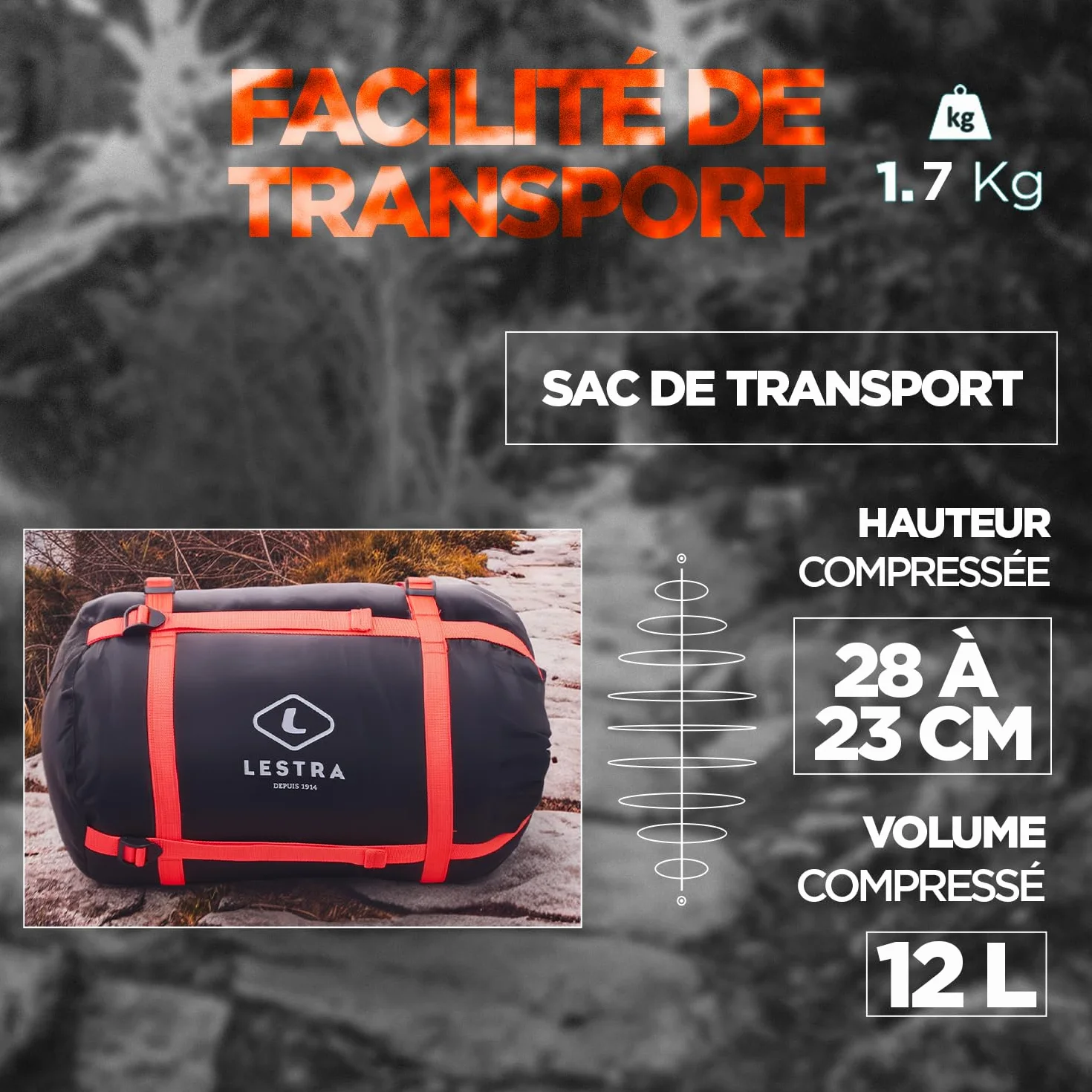 Lestra Outdoor Mount Everest Sac de Couchage Toutes Saisons -05°C Adulte Gris Foncé