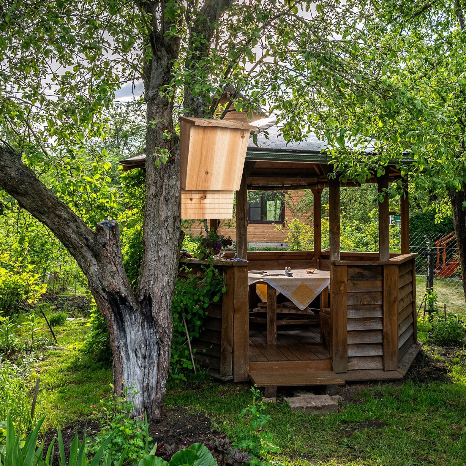Niche pour chauve-souris en bois naturel avec toit résistant aux intempéries Grand abri pour jardin
