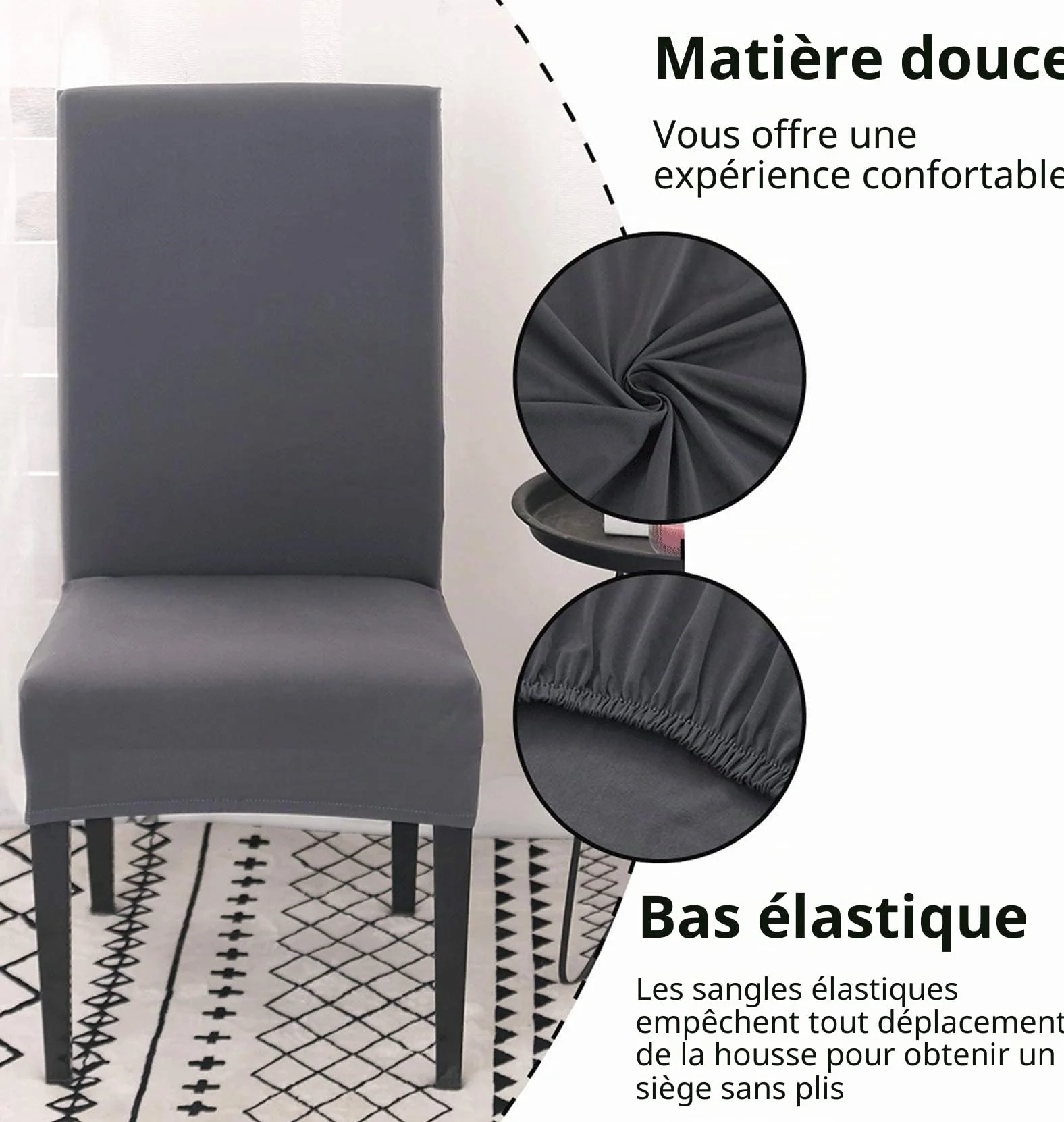 Housse de Chaise Extensible Lot de 4 ou 6, Protecteur Universel Amovible Lavable Moderne pour Salle à Manger Maison