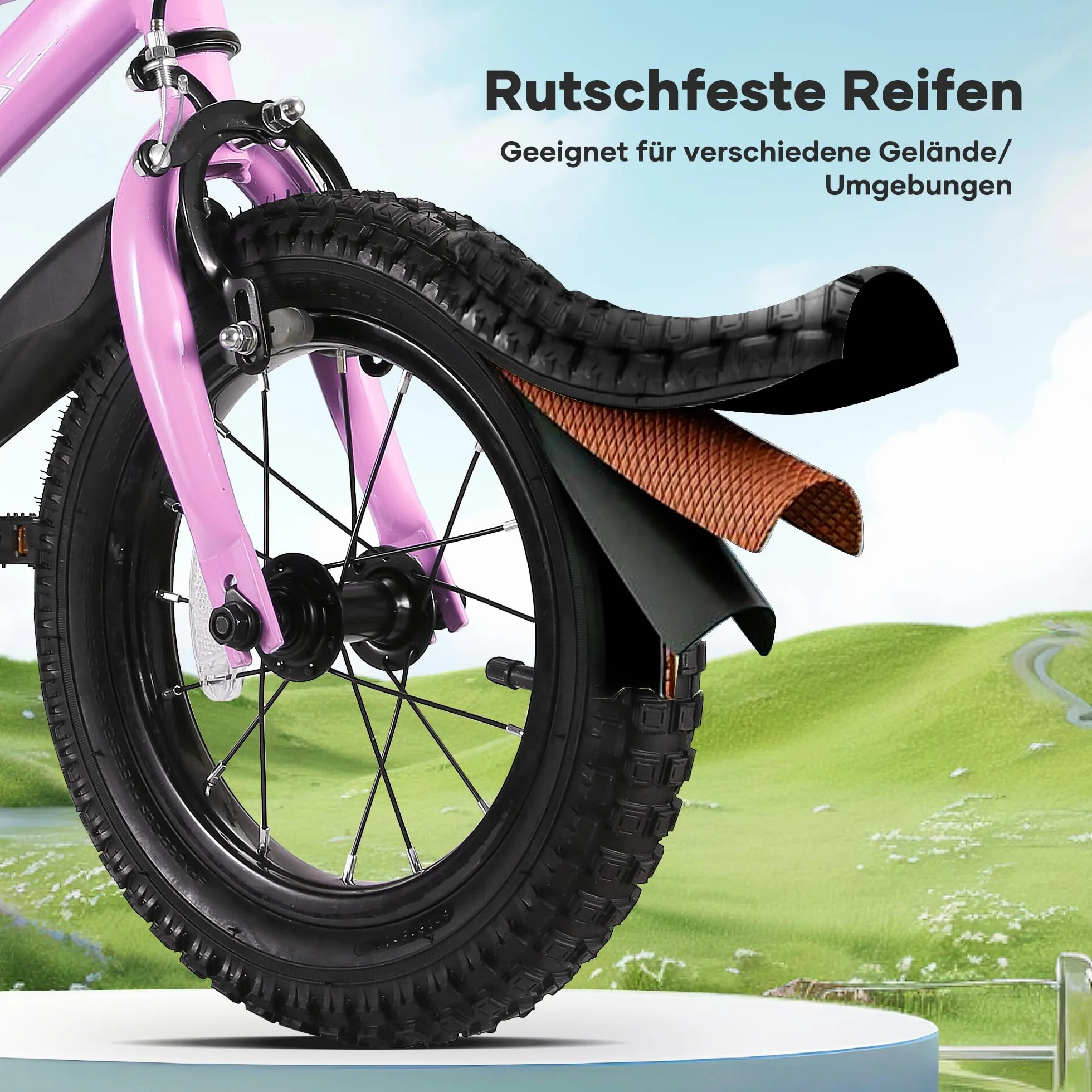 BODIOO Vélo enfant 16 pouces pour garçons et filles avec siège réglable, roues stabilisatrices, frein à main, frein à rétropédalage et cadre stable pour conducteurs de 104 à 117 cm (dégradé de violet)