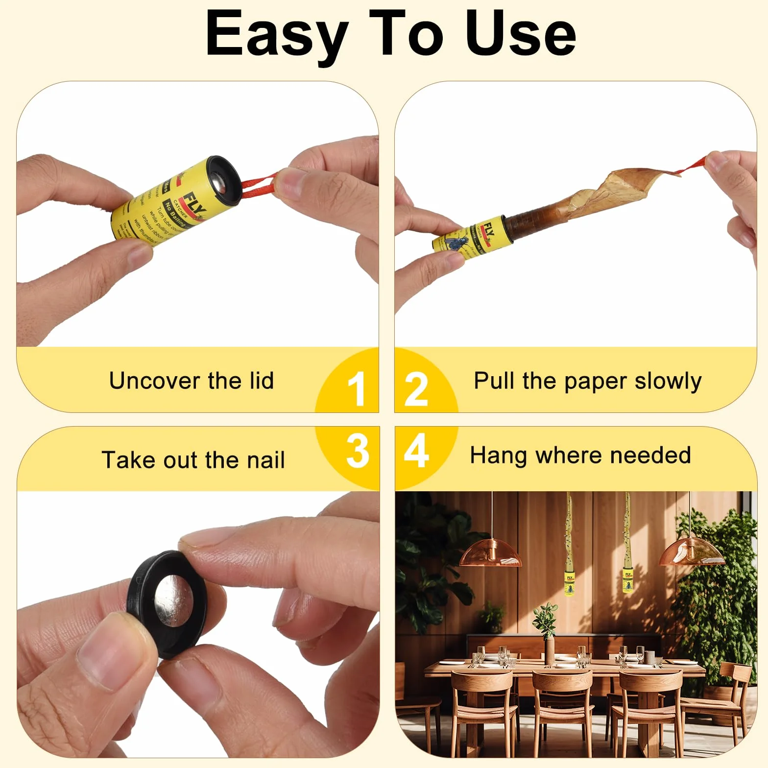 TRIITEC Bandes de Papier Anti-Mouches, 30 pièges à Rubans adhésifs pour Intérieur et Extérieur