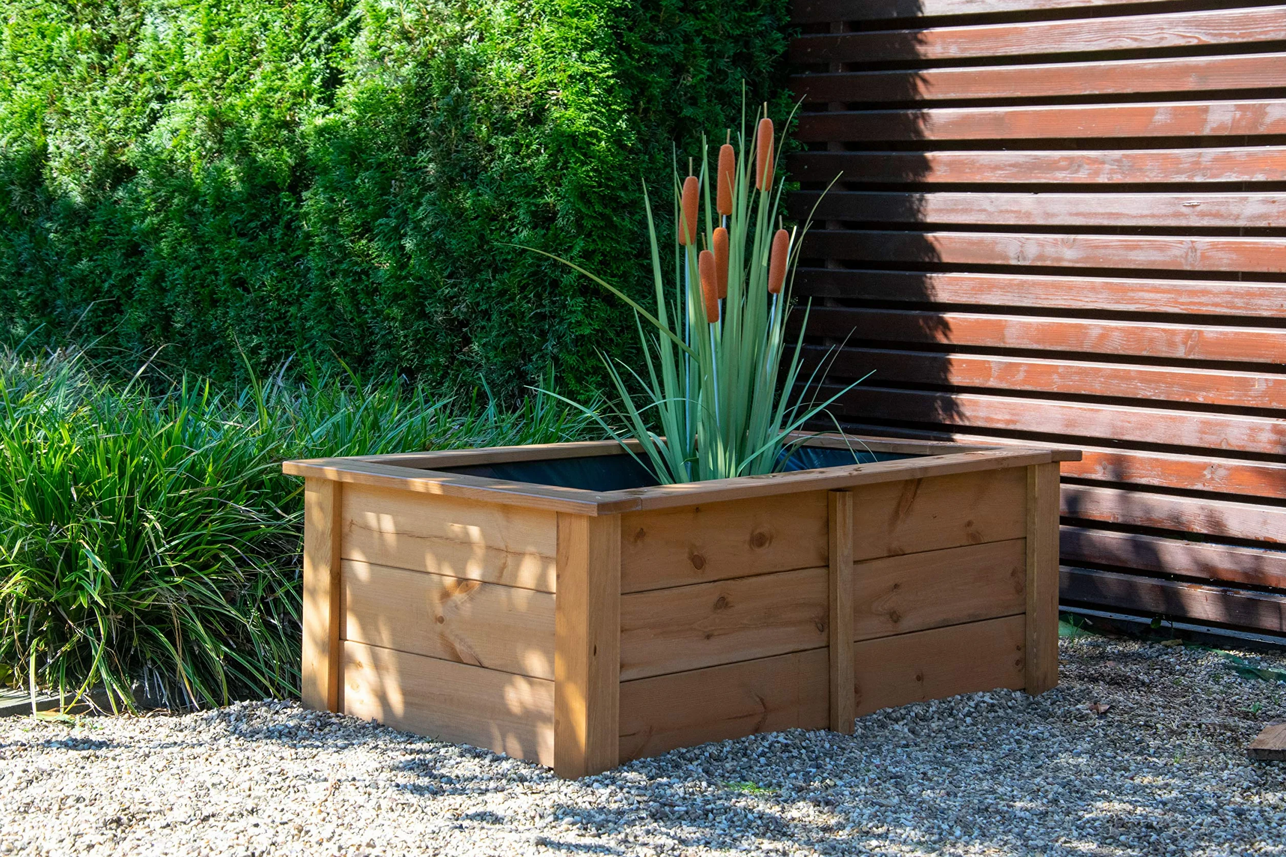 Dobar Étang de Jardin en Bois Robuste 120 x 72 x 42 cm avec Bâche de Protection