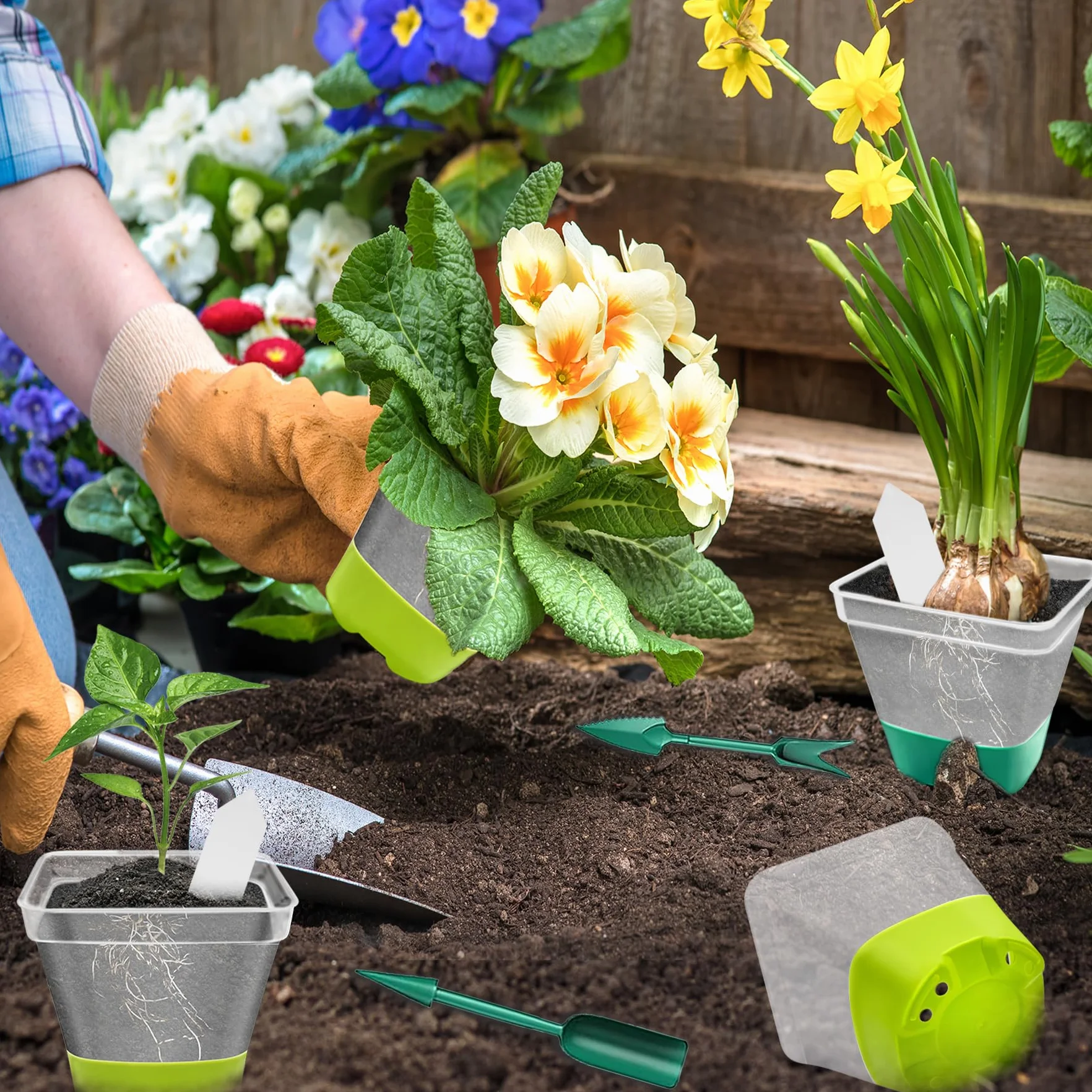 TZEKING 30 Pièces Pots pour Semis Transparents avec Base en Silicone Réutilisable avec Trous de Drainage