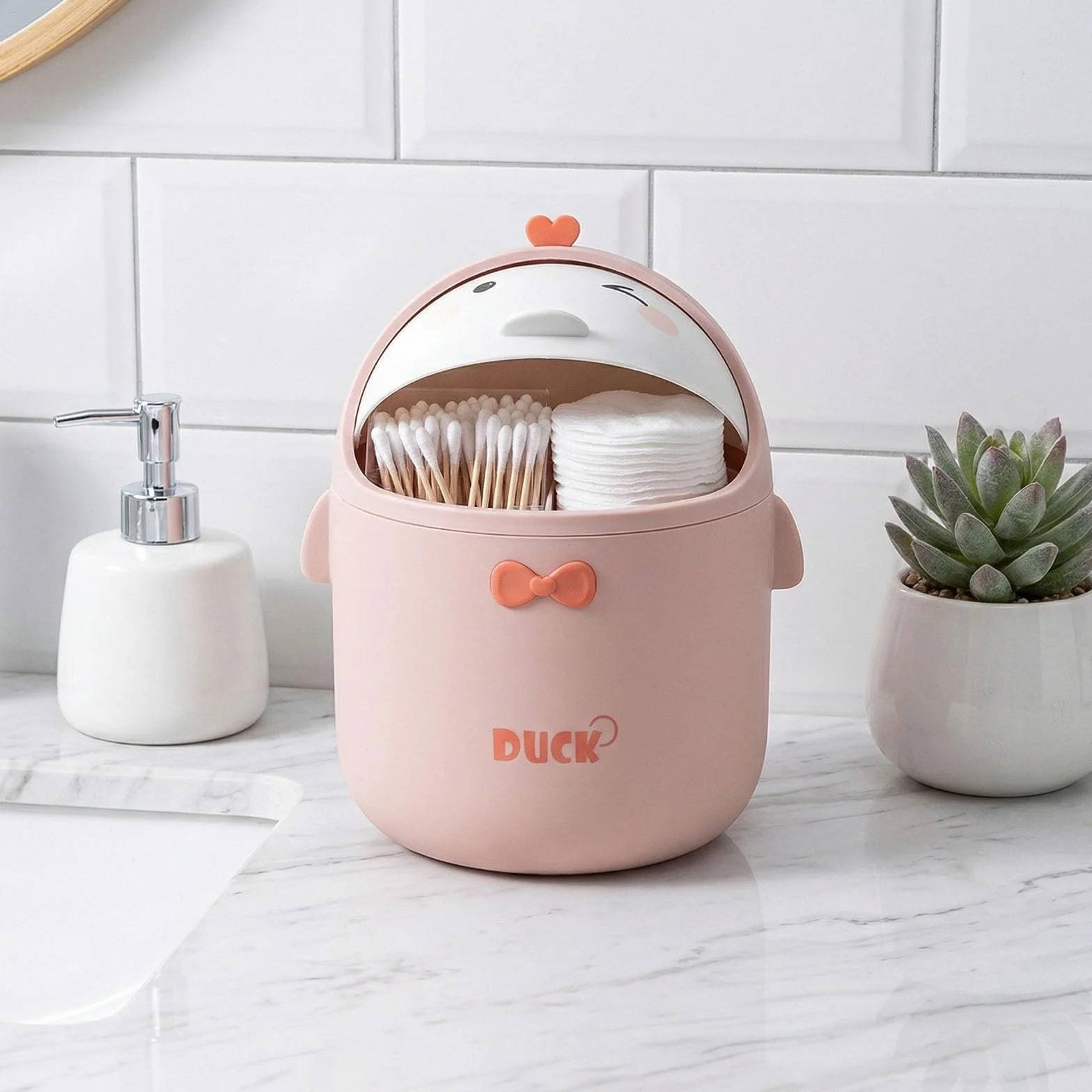 Mini Poubelle de Table avec Couvercle, Motif Dessin Animé Mignon, Panier de Bureau Portable