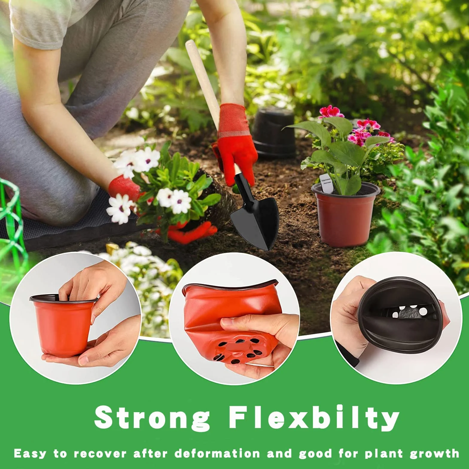 Qunkun 50 Pièces Pots Pépinière 15CM Plastique Réutilisables avec Étiquettes et Outils de Jardinage