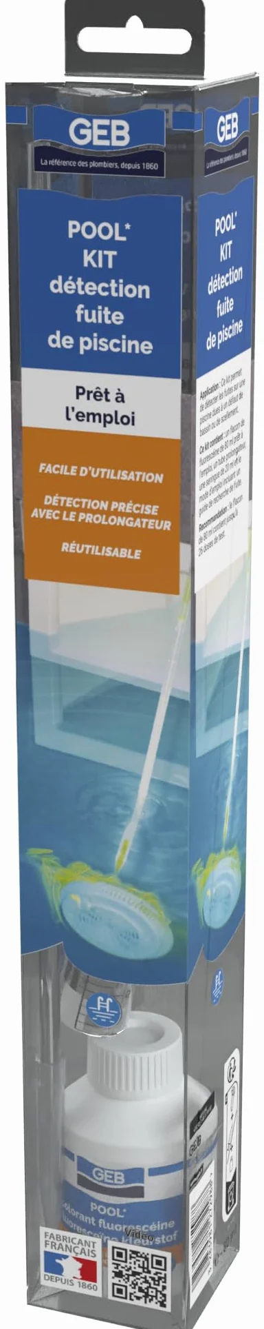 Kit de détection des fuites Piscine Spa GEB, réutilisable jusqu'à 26 Tests, Jaune