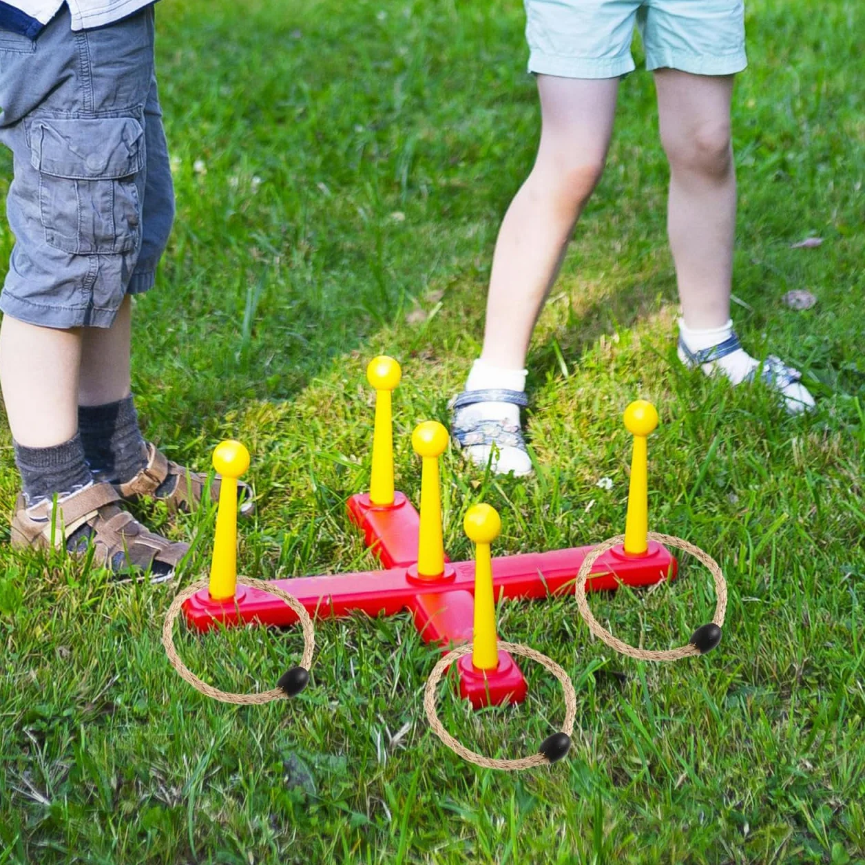 SUPVOX Jeu De Lancer D'Anneaux De Jardin en Corde 12 Pièces - Ensemble Portable pour Jeux Extérieurs