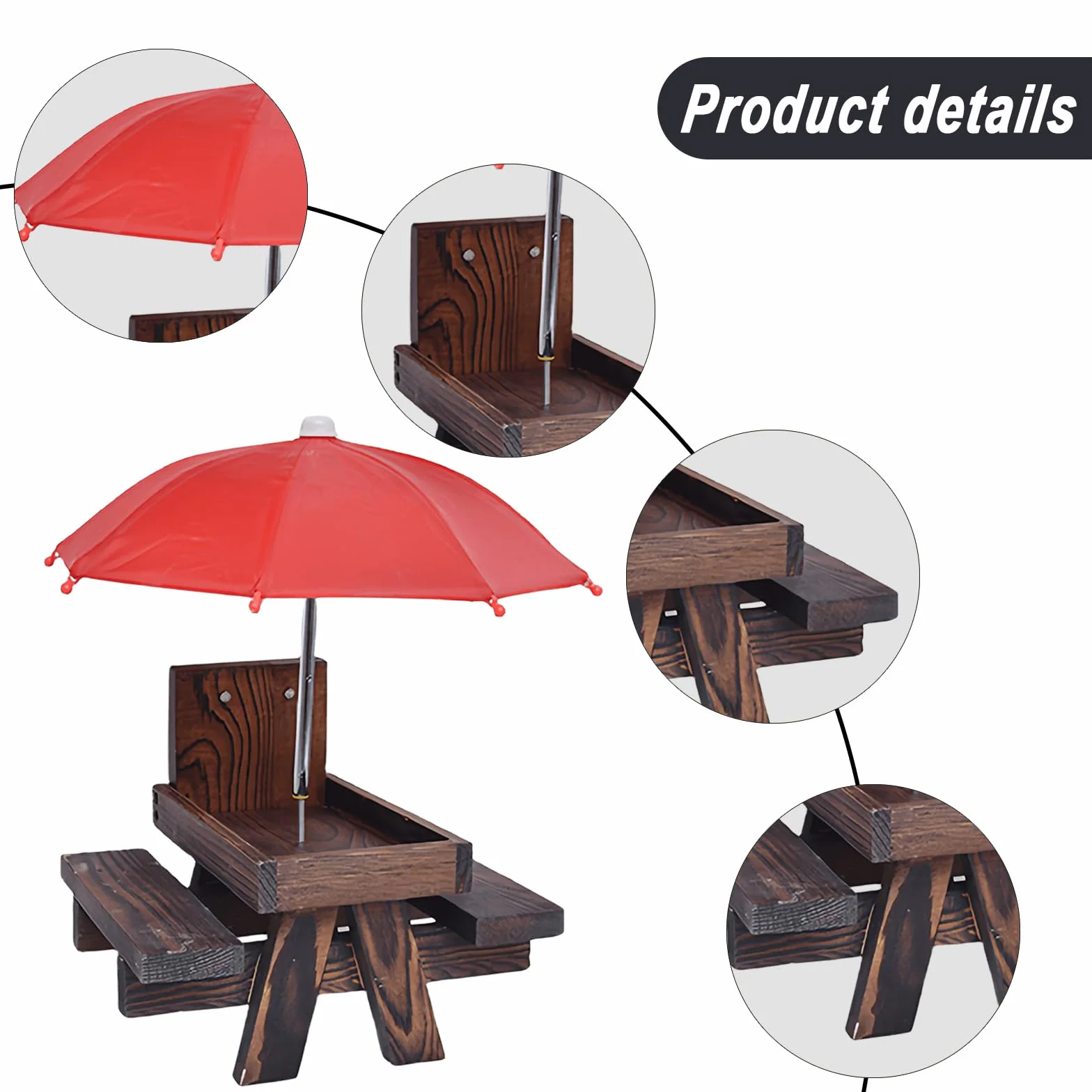 Mangeoire pour écureuils Table de pique-nique en bois résistante aux intempéries avec parapluie et support à maïs