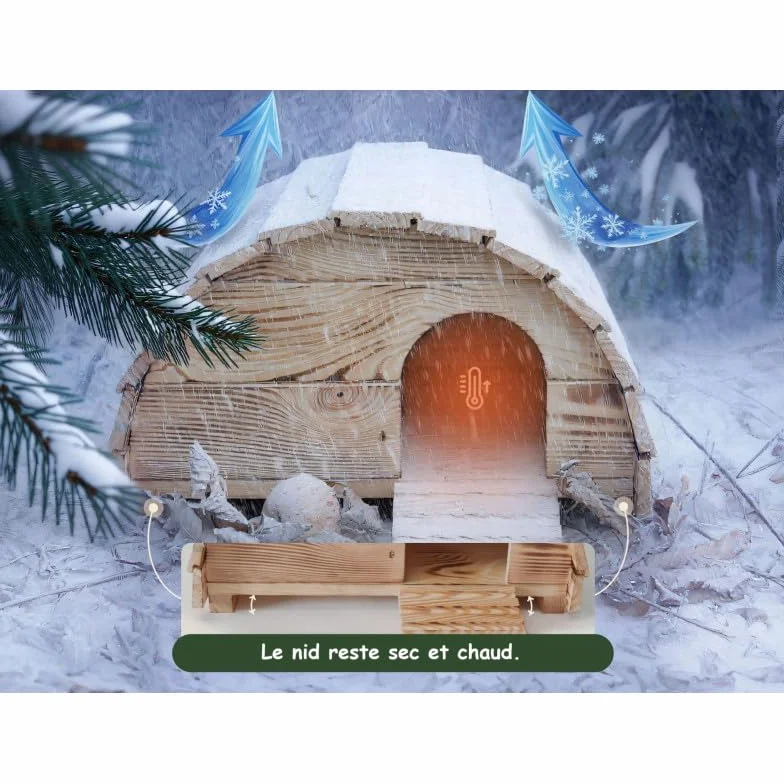 BB Loisir Cabane Mangeoire Hérisson Refuge Extérieur Bois Massif Brun
