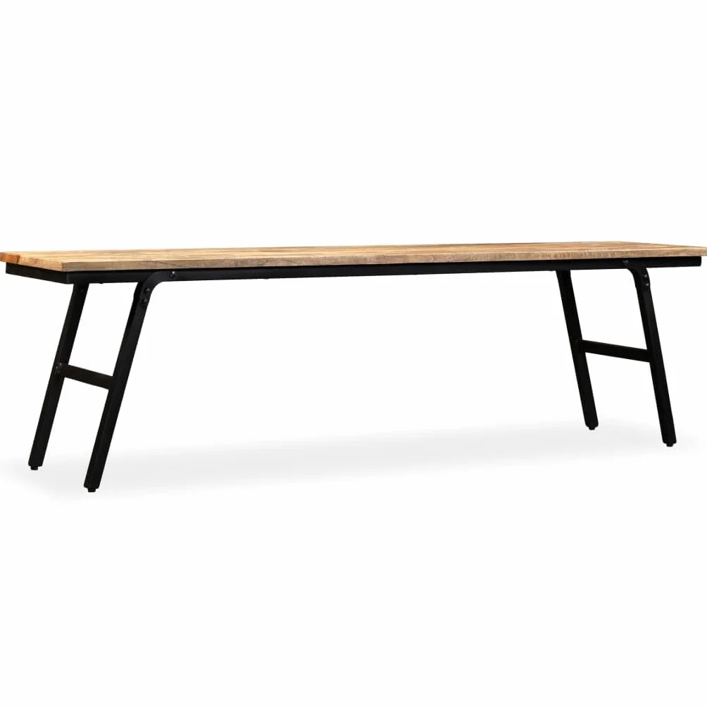 Banc Teck de récupération et acier 160 x 35 x 45 cm
