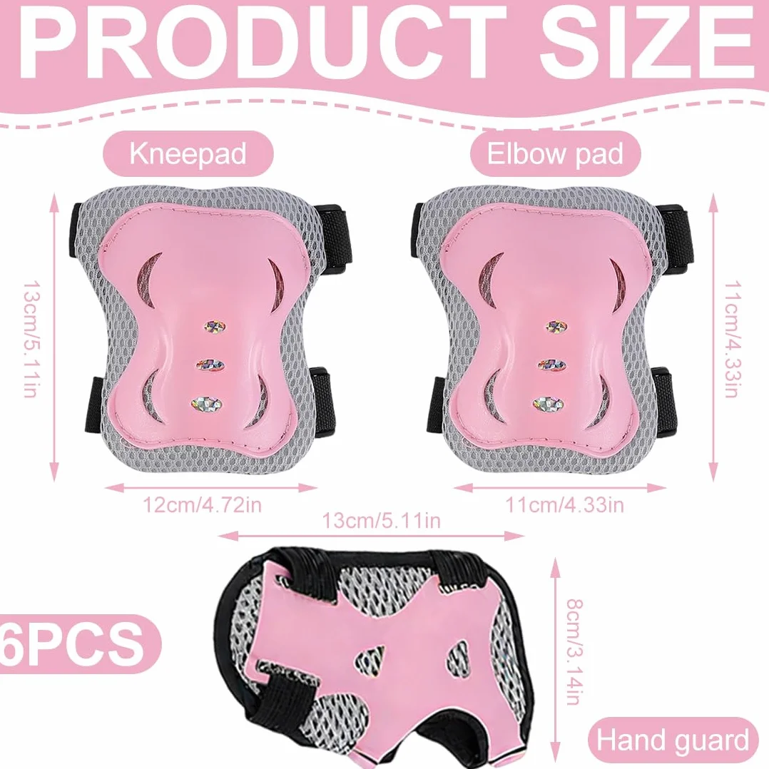 IKOPFLN Ensemble de 6 pièces Protection Roller Enfant Fille - Genouillères - Protection Skateboard Enfant Scooter Inline Skate