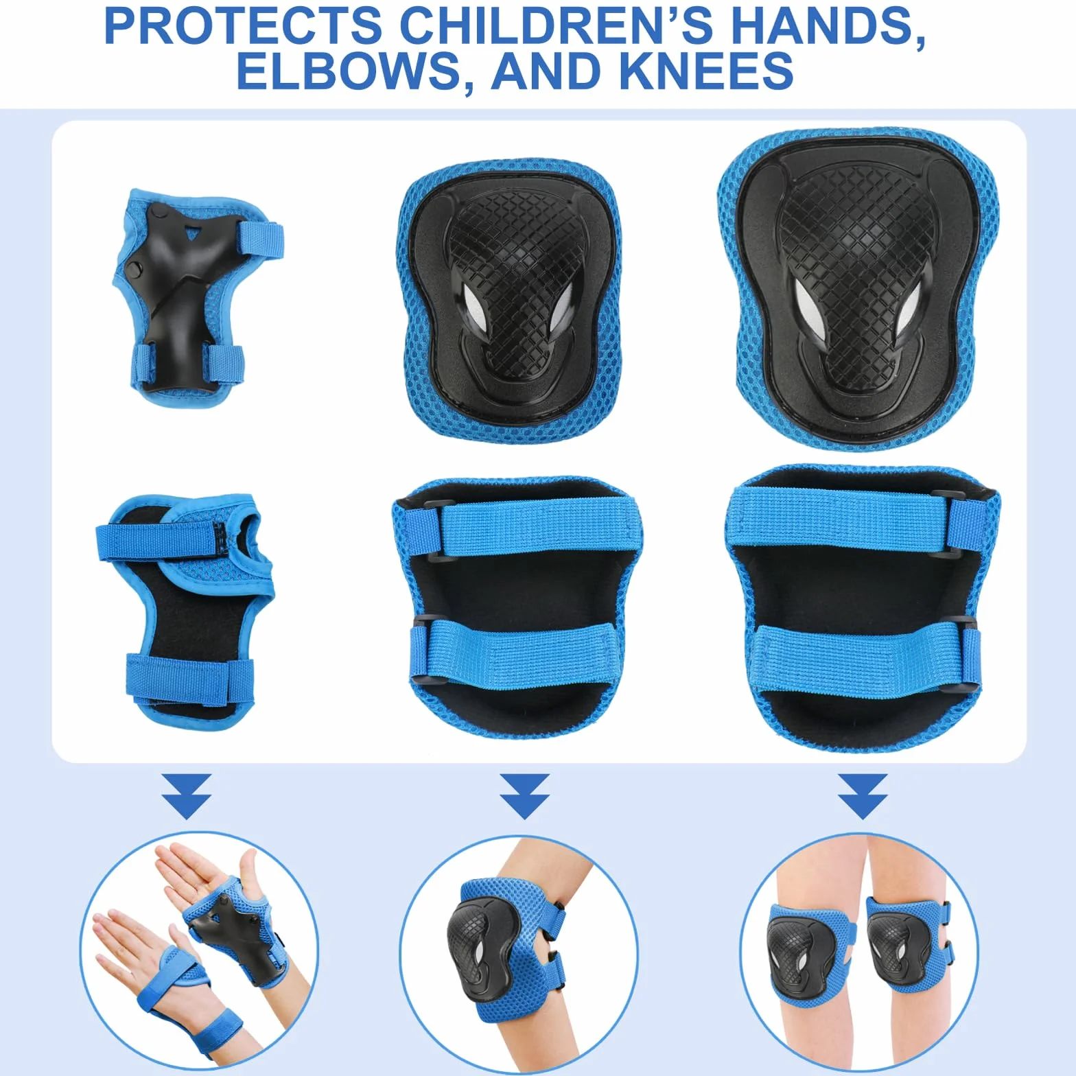 KAMUGO Casque Velo Enfant Ensemble, Casque pour Enfants pour garçons et Filles de 2 à 8 Ans, avec Un Ensemble d'équipement de Protection, Convient aux Scooters vélos Patins à roulettes