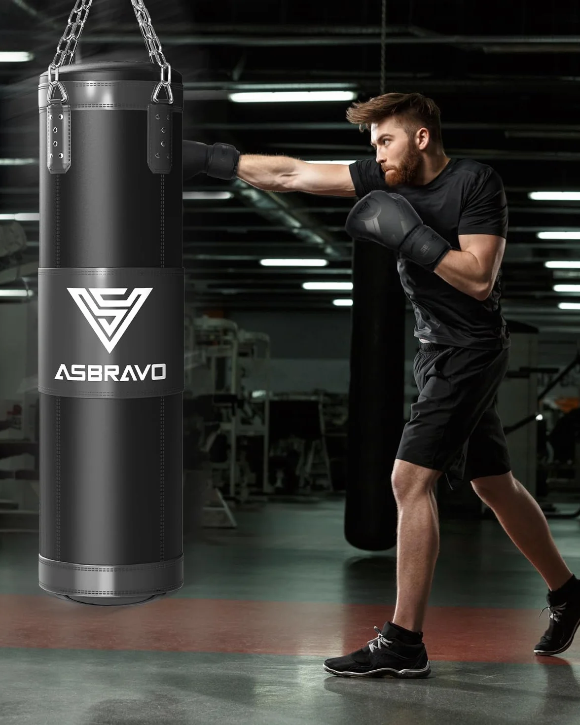 Sac de frappe pour adultes, 1,2 m Oxford lourd sac de boxe ensemble gants 340,2 g pour MMA, Muay Thai, kickboxing, entraînement à domicile, arts martiaux (non rempli)