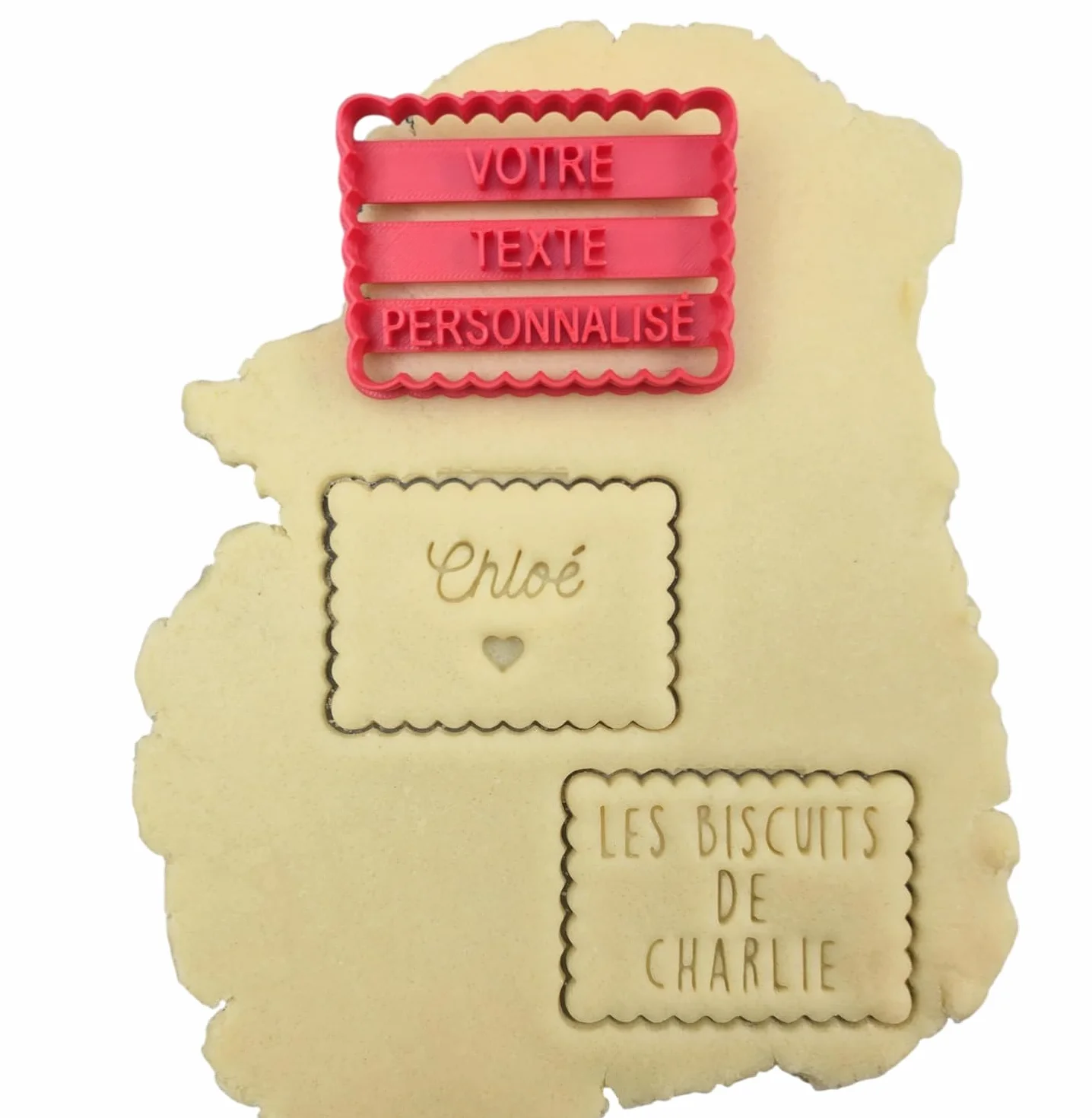 Emporte-pièce petit beurre personnalisable 3 lignes couleur au choix fabriqué en France