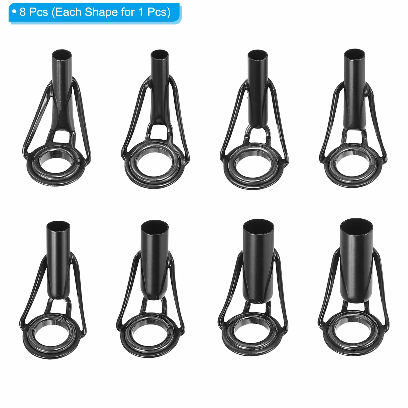 PATIKIL Canne Pêche Embouts Réparation Trousse 3-6mm INOX Acier Guide Eau Salée Douce 8 pcs Noir