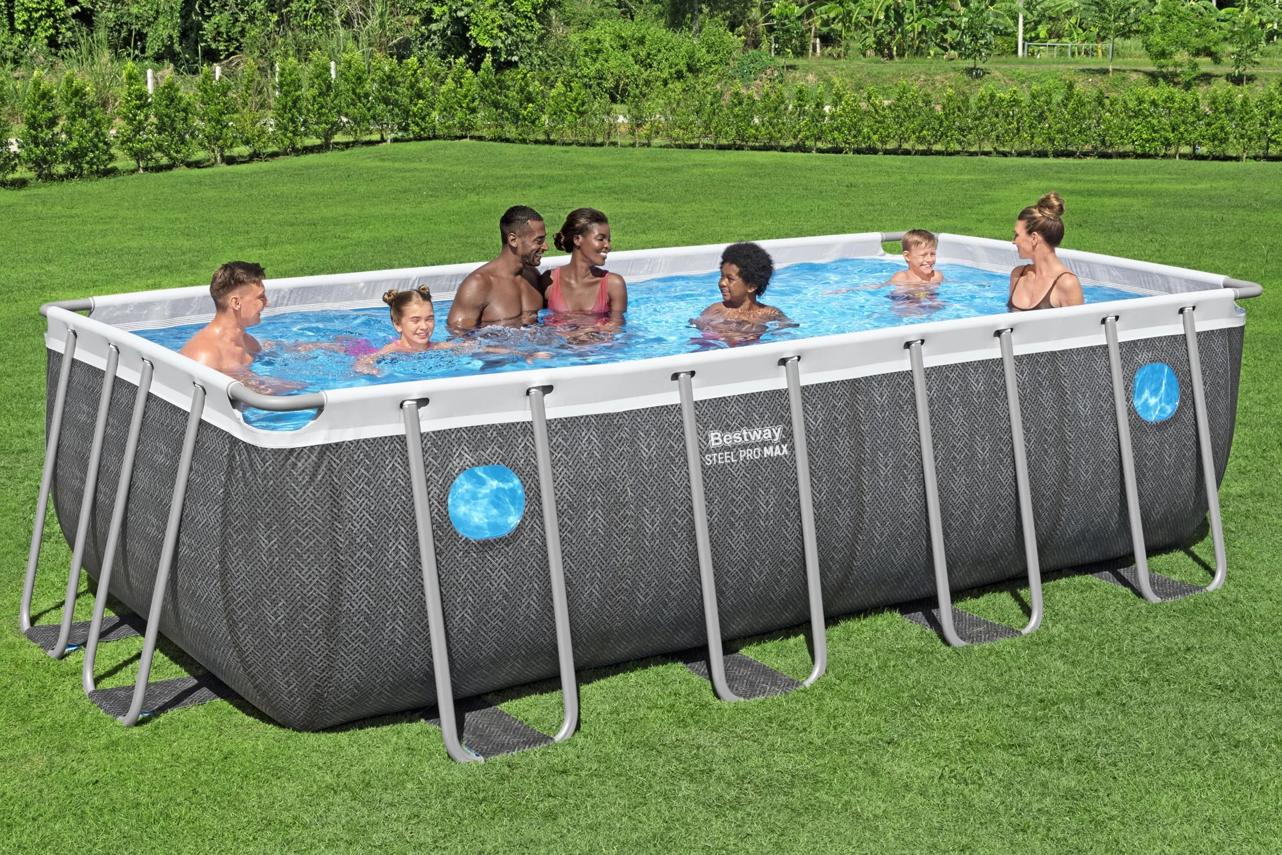 Bestway Steel Pro Max Splashview Piscine Hors Sol Rectangulaire 488x244x122 cm Gris