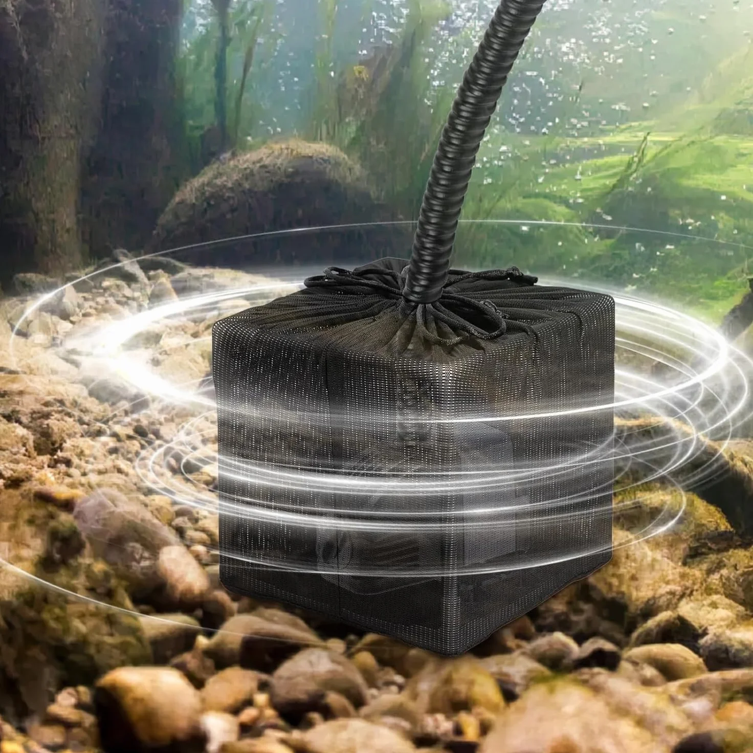 Sac filtrant pour bassin en maille filet noir 25,4 cm