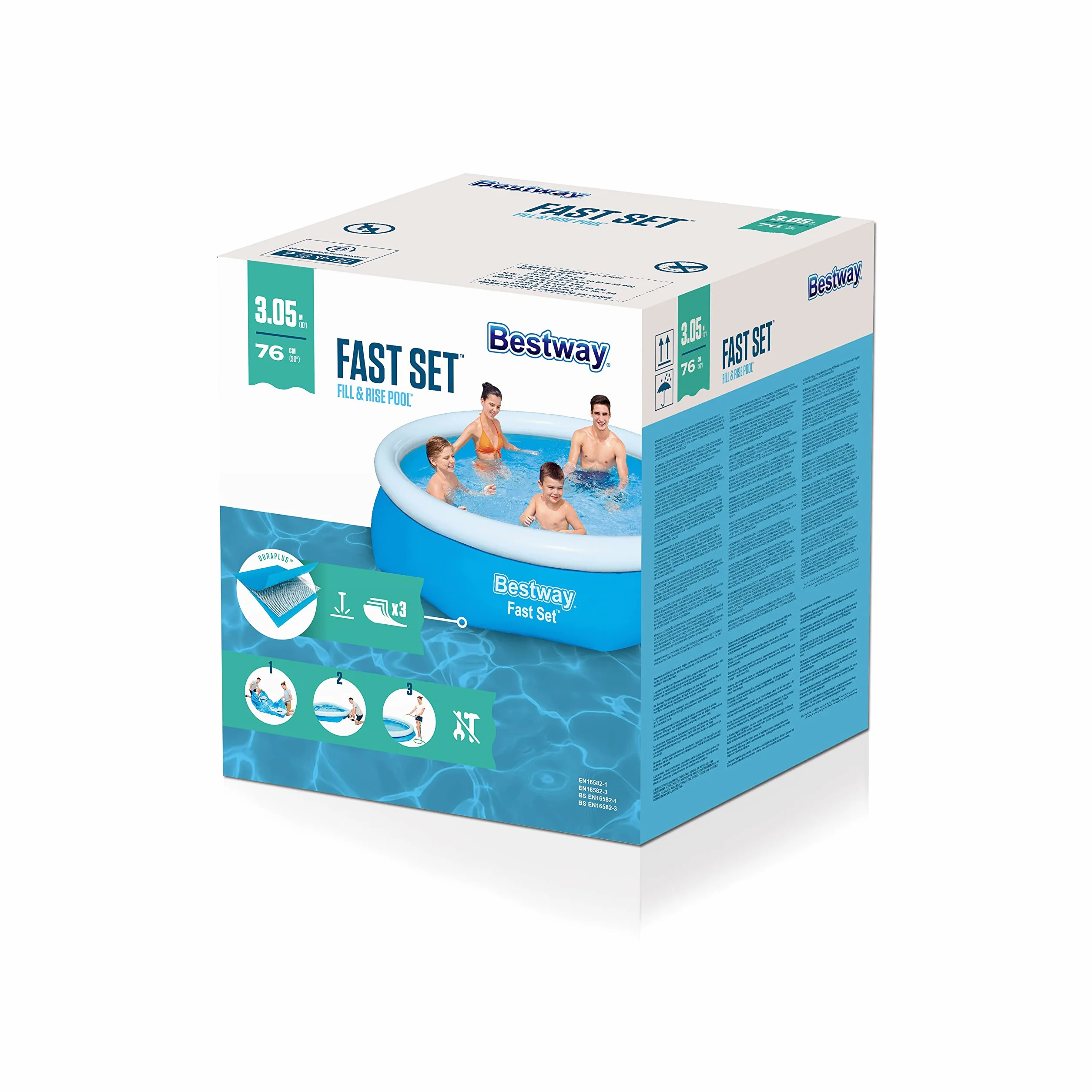 Bestway Fast Set Piscine Hors Sol 305 x 76 cm Effet Pierres