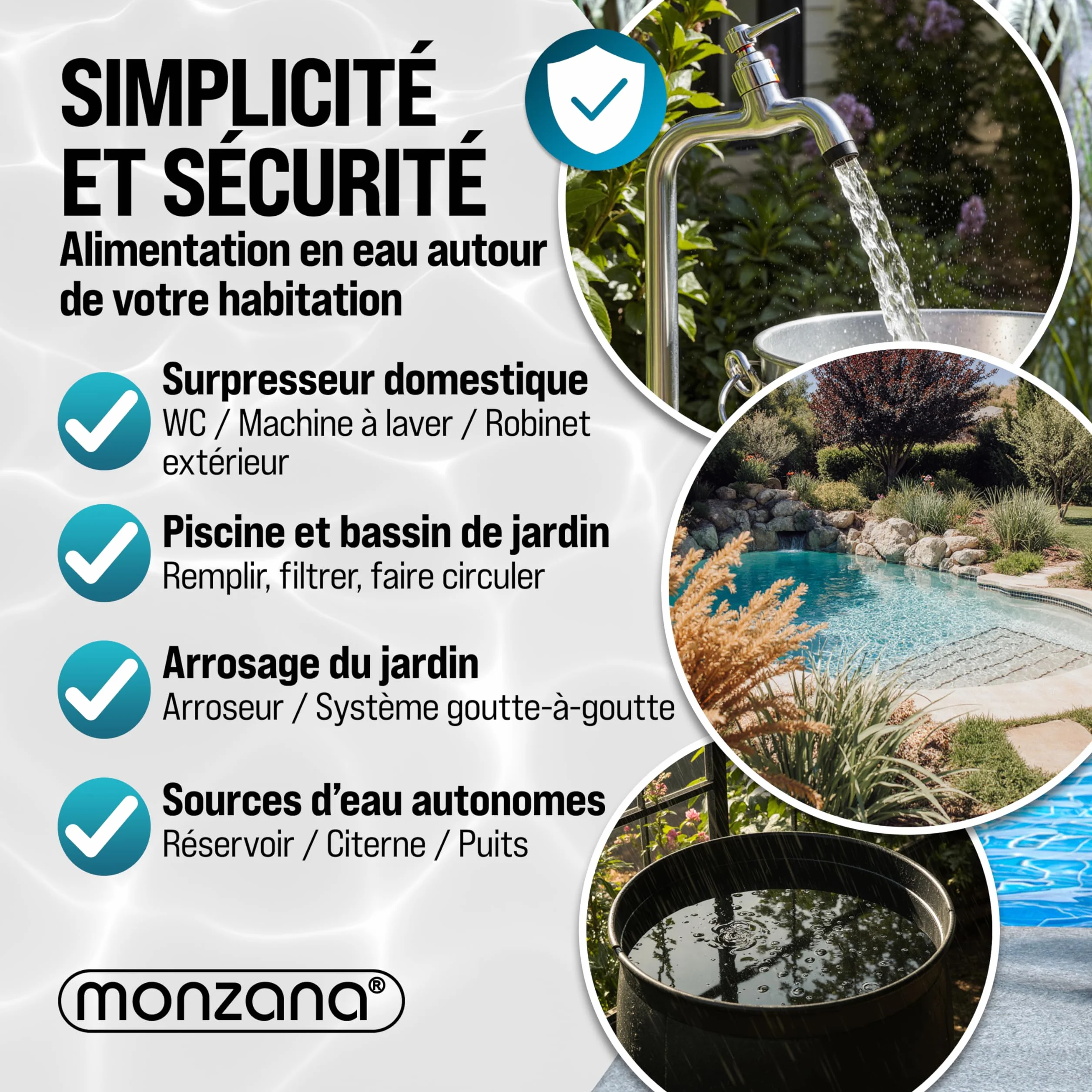 MONZANA Pressostat pompe eau 10 bar protection fonctionnement à sec manomètre interrupteur pression