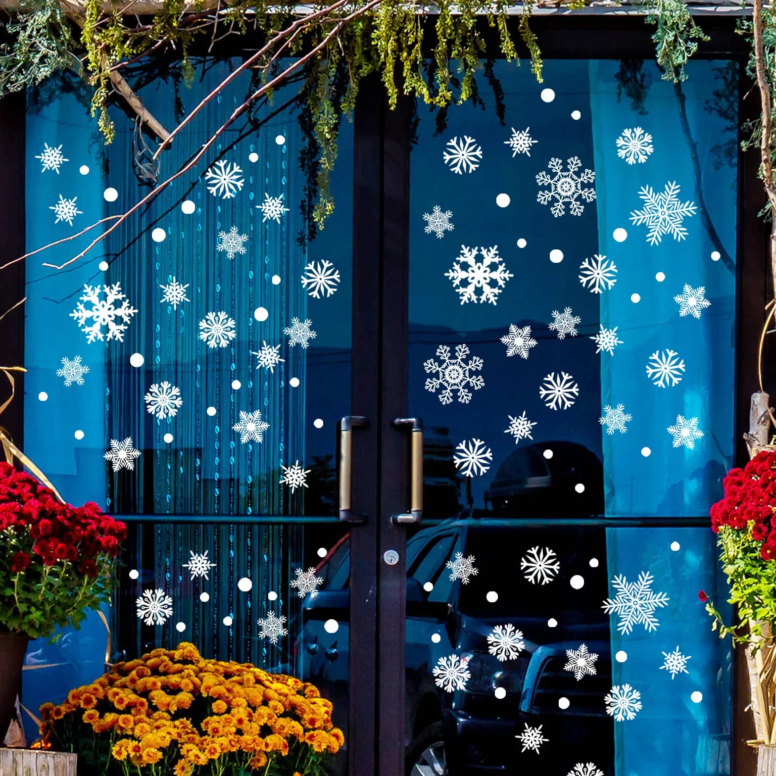 Autocollants de Noël Fenêtre Flocons de Neige Blanc 120 pièces réutilisable Décoration Statique Verre