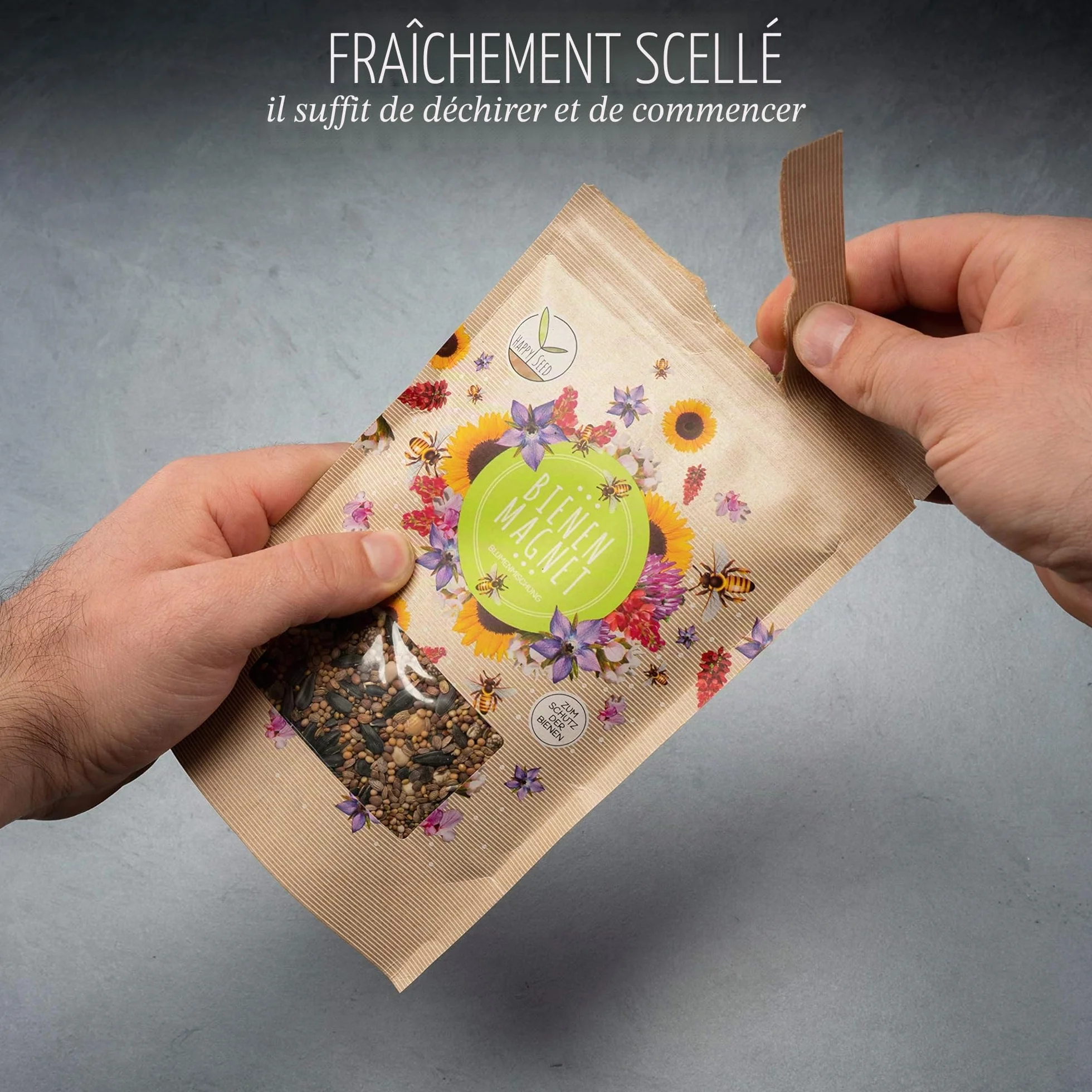 Graines de prairie colorées 100 g pour abeilles et papillons - Fleurs sauvages multicolores riches en nectar