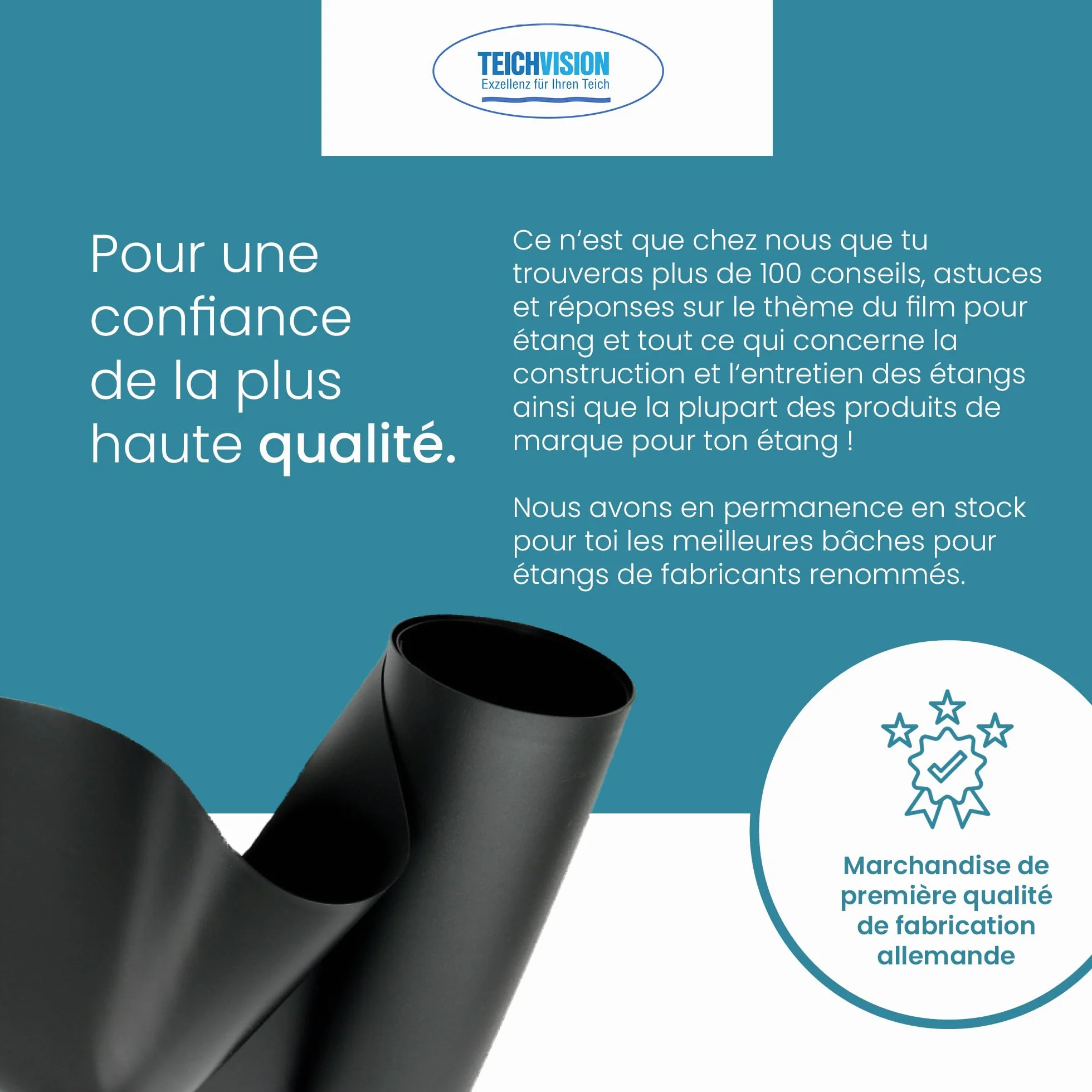 TeichVision bache Bassin PVC Noir 1 mm 6 m x 6 m