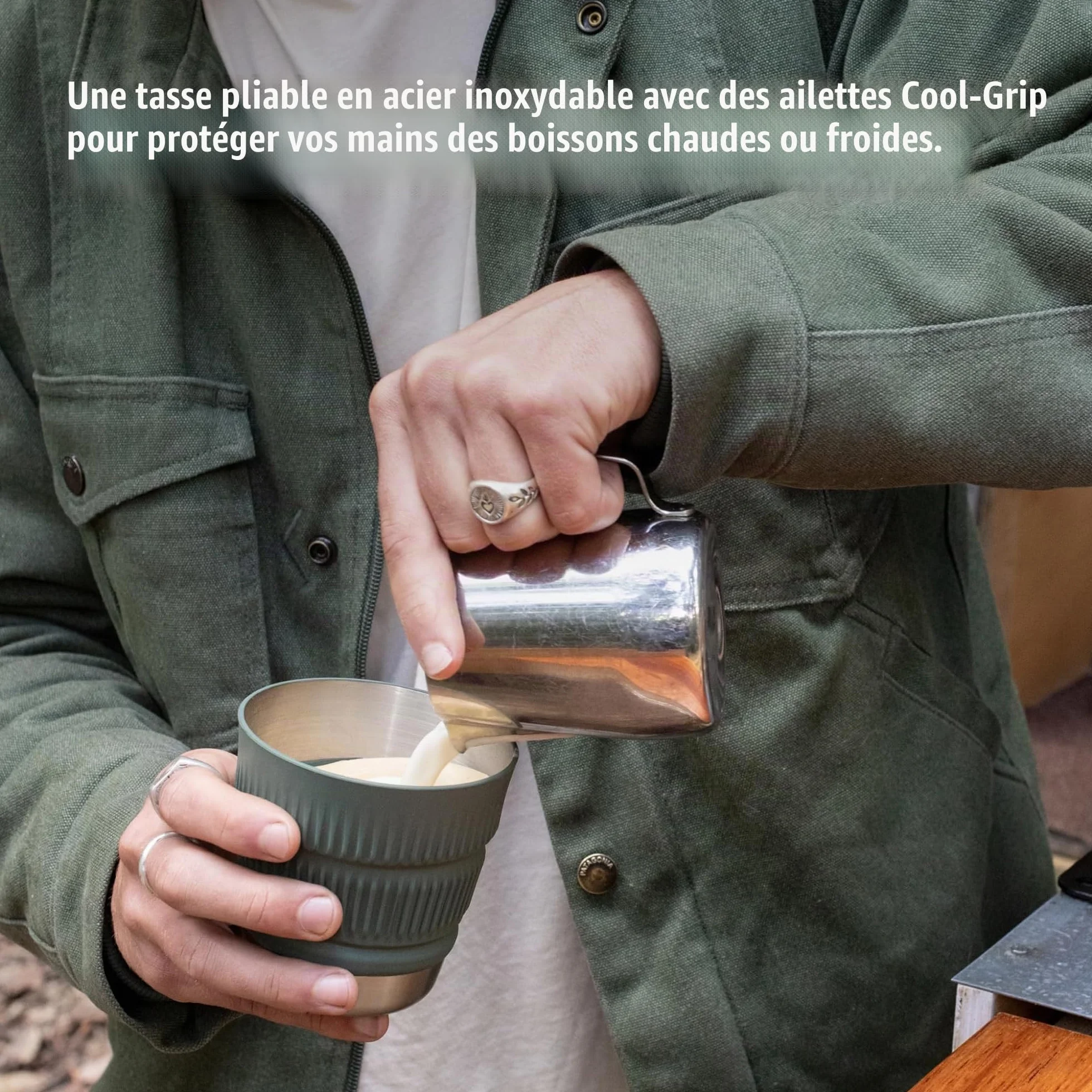 Sea to Summit Detour Tasse de camp pliable en acier inoxydable, 473 ml, couronne de laurier vert