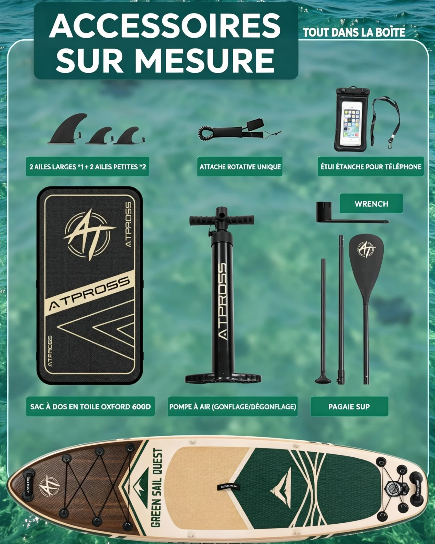 Stand Up Paddle Gonflable Adulte avec Siège Kayak & Accessoires, 320x84cm Planche de Sup Extra Large pour 2 Personnes, Charge 200kg, Kayak Gonflable 2 Places Stable et Antidérapant pour Surf