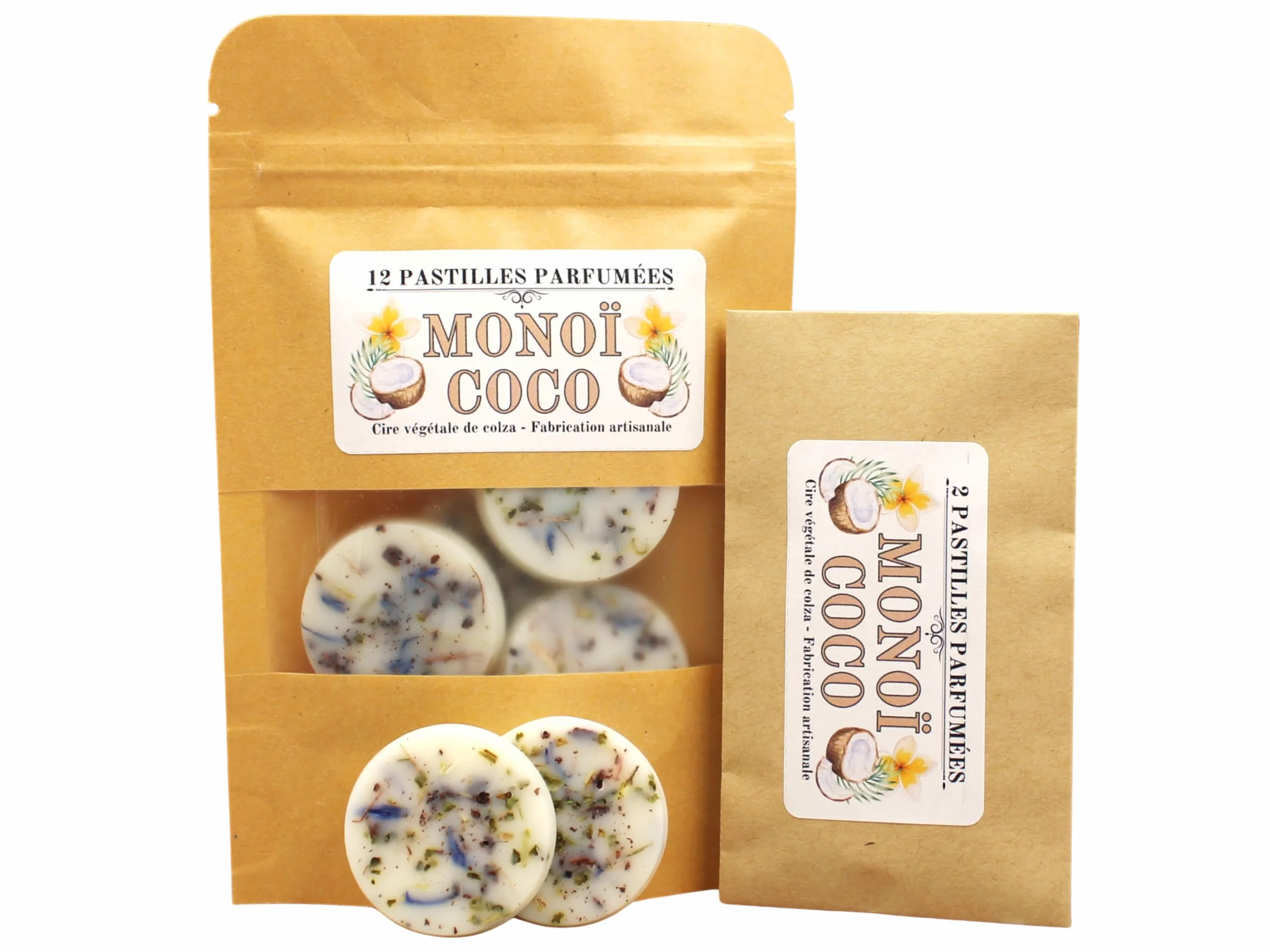 MONOÏ COCO Pastilles parfumées, Cire végétale de colza, Fondants parfumés, Pour brûle parfum (6 szt.)