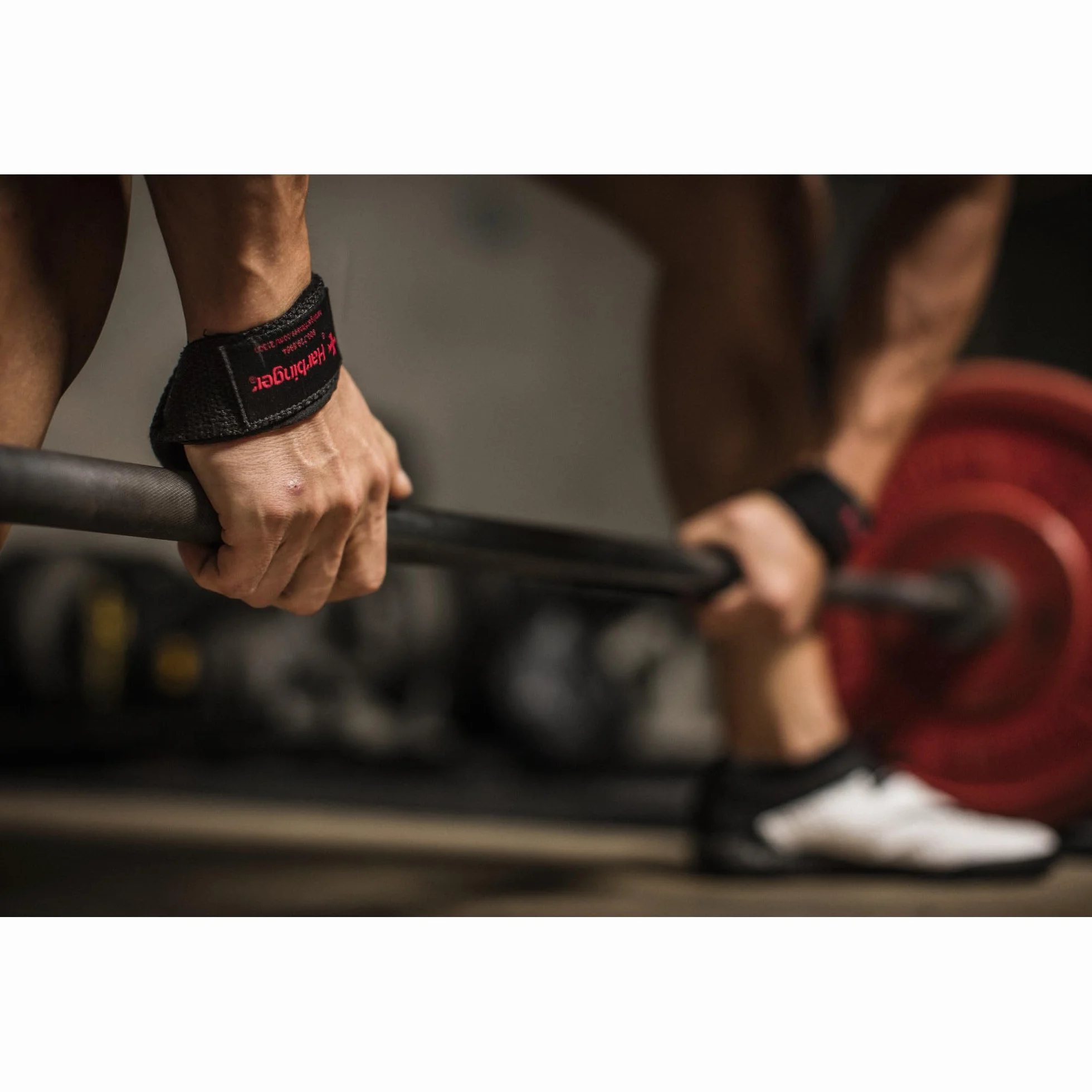 Harbinger 21.5" Sangles de levage en coton rembourrées- La longueur prolongée offre une prise plus forte, la couture robuste et les onglets enroulés augmentent la durabilité pour levées lourdes,Noir